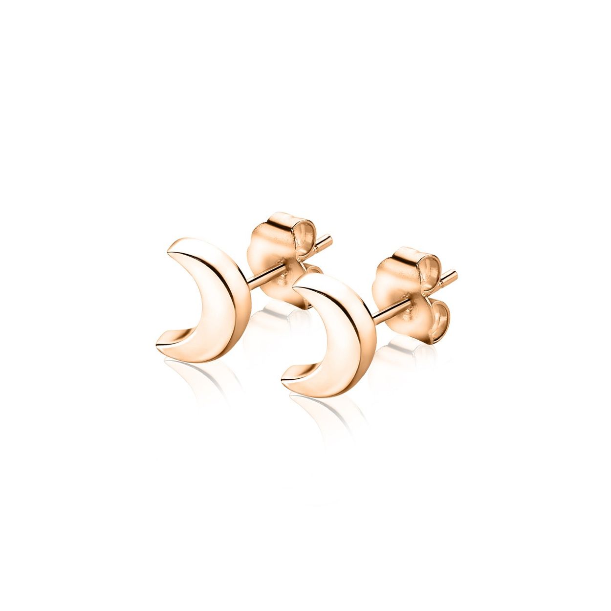 ZINZI zilveren oorknoppen rose verguld halve maan glad 5,5mm ZIO1587R