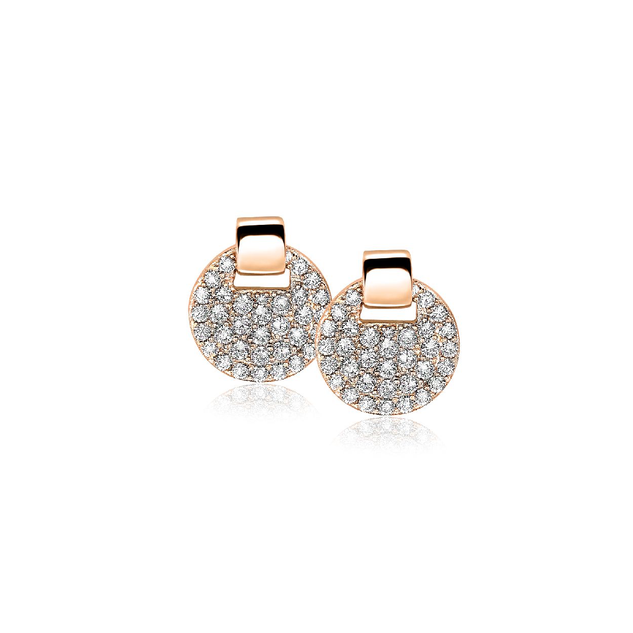 ZINZI zilveren oorstekers rose verguld rond plaatje pave 12mm glad oog ZIO1592R