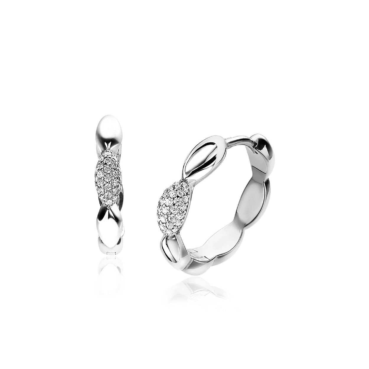 ZINZI zilveren luxe oorringen druppel wit 20x2,5mm ZIO1675CR
