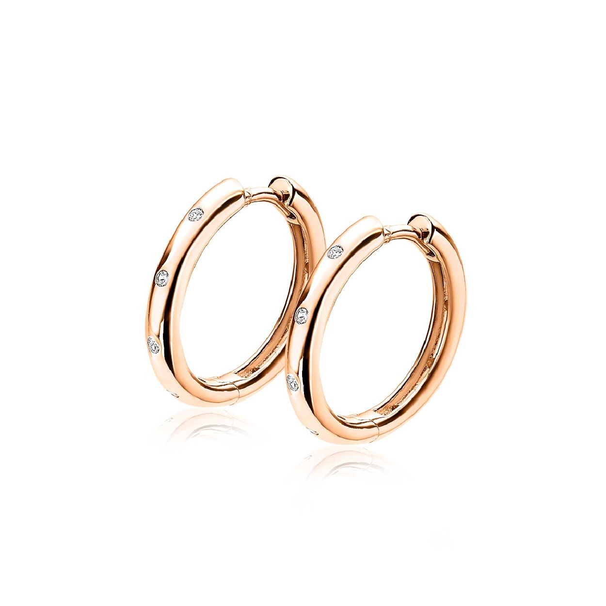 ZINZI zilveren rose vergulde luxe oorringen wit 16x2,5mm ZIO1683R