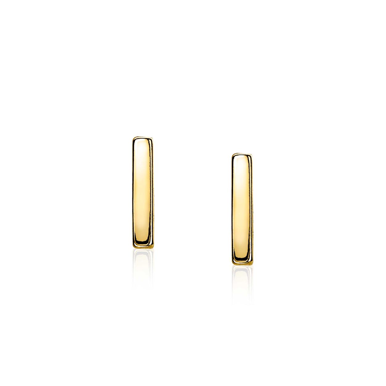 ZINZI zilveren oorknoppen geel verguld glad staafje 8mm ZIO1689G