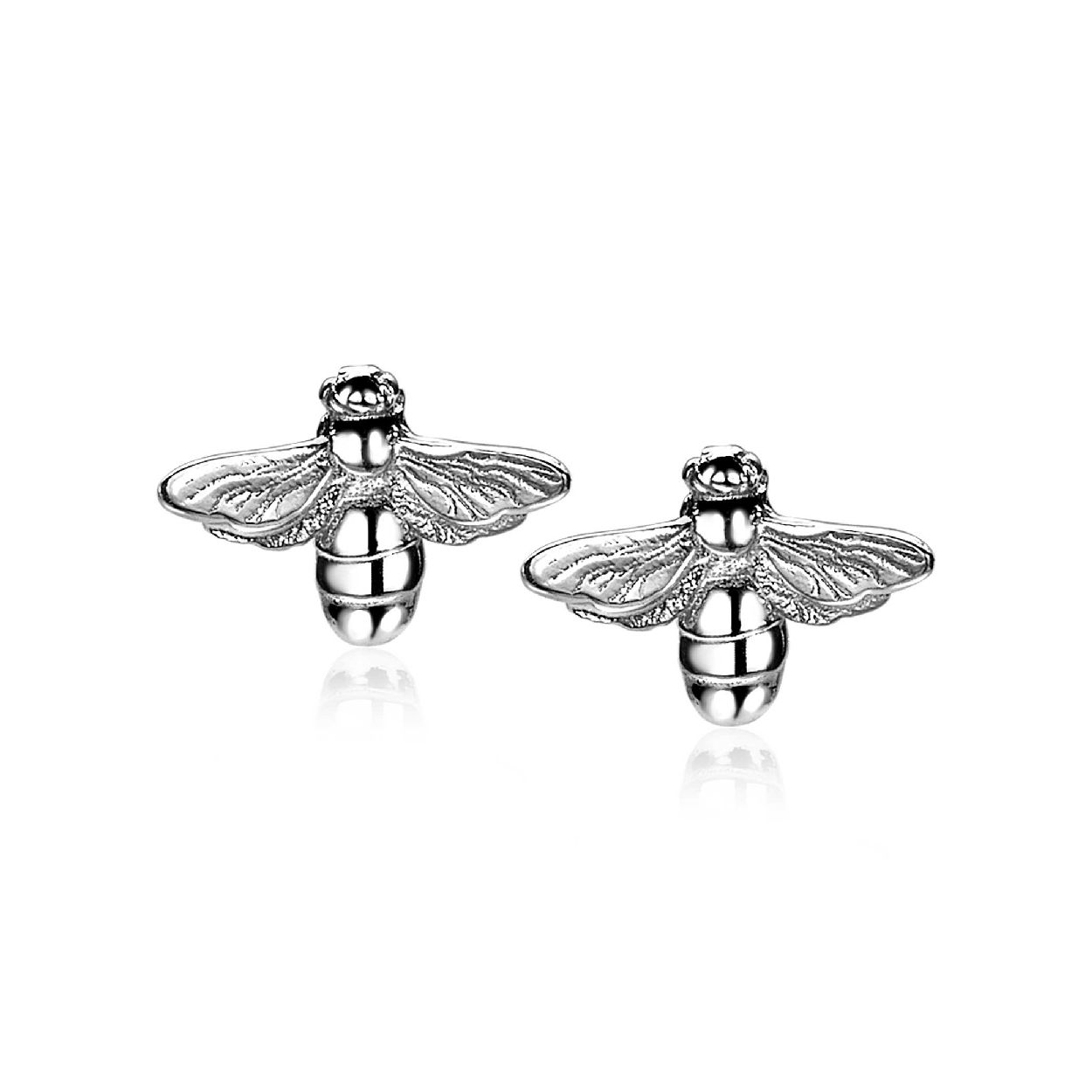 ZINZI zilveren oorknoppen bijtje  14mm ZIO1701