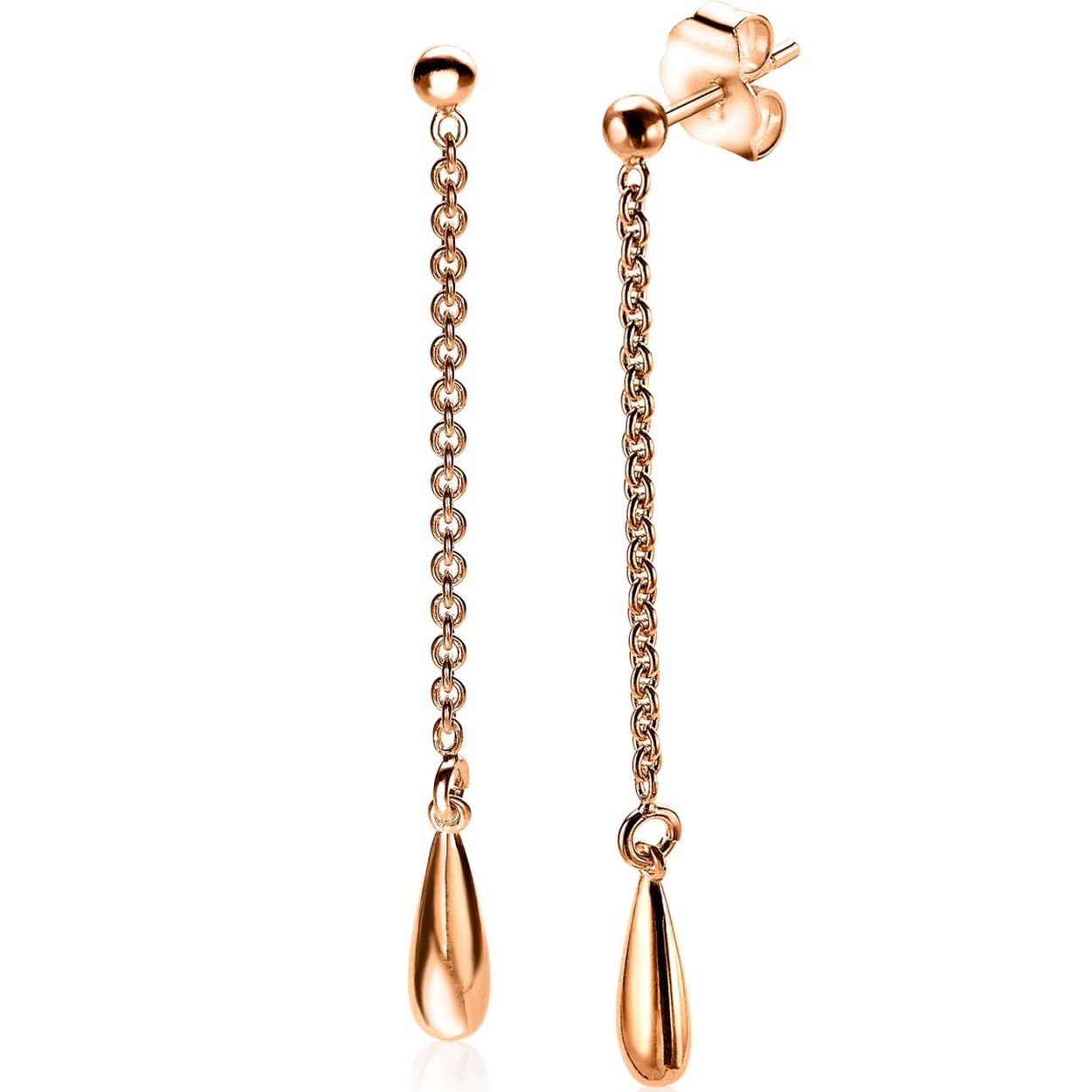 ZINZI zilveren oorsieraden ros� verguld druppel 50mm ZIO1733R