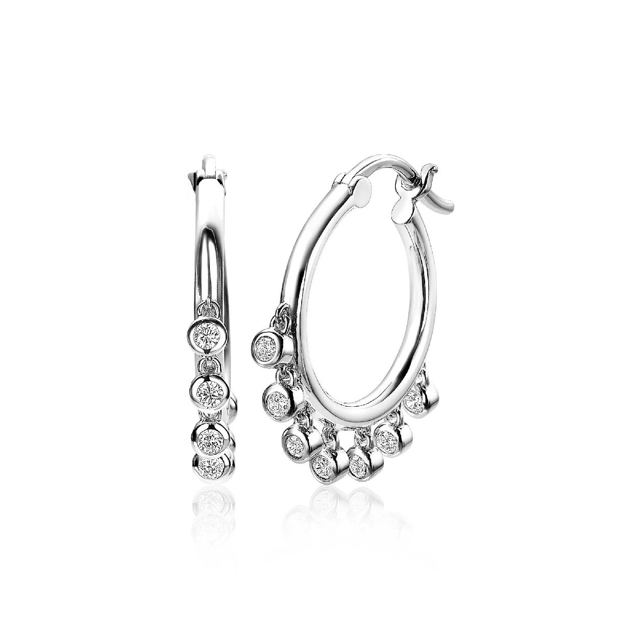 ZINZI zilveren oorringen rond wit 26 x 3mm ZIO1770