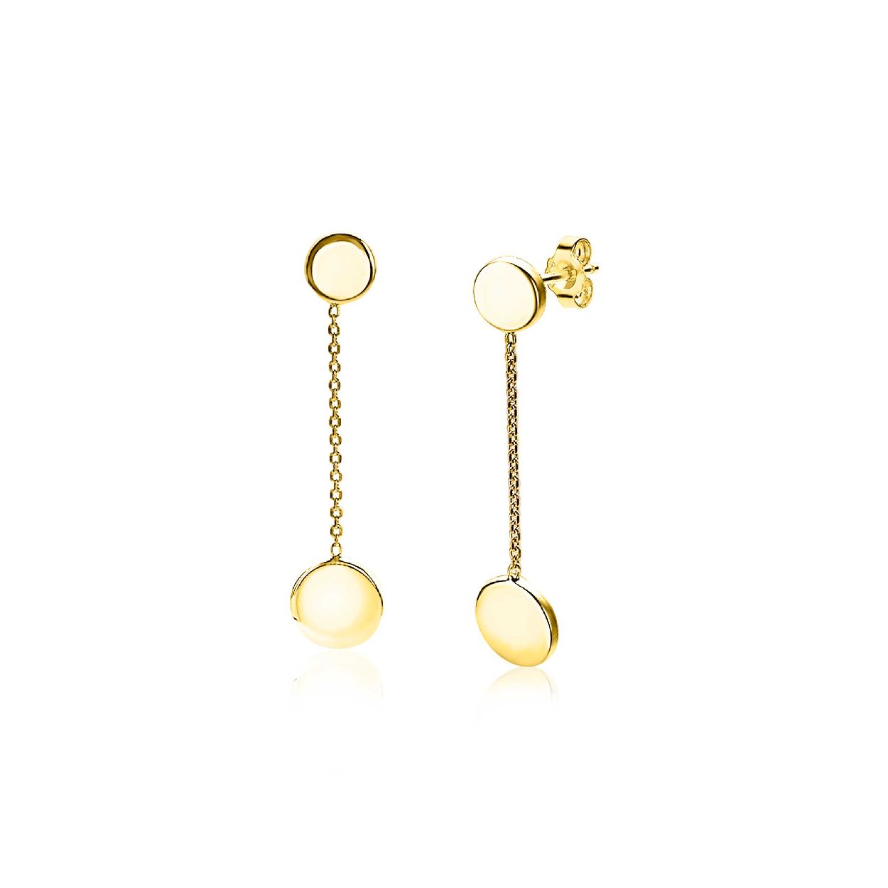 ZINZI zilveren oorhangers geel verguld rond 30mm ZIO1808G