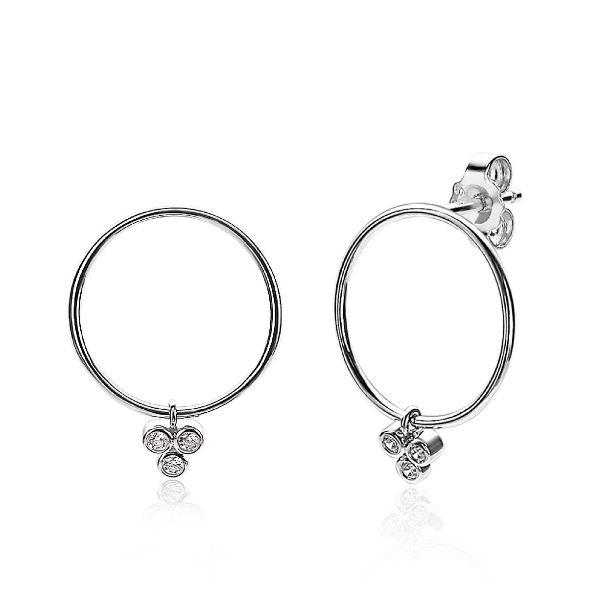 ZINZI zilveren oorsieraden 20mm rond wit ZIO1829CR