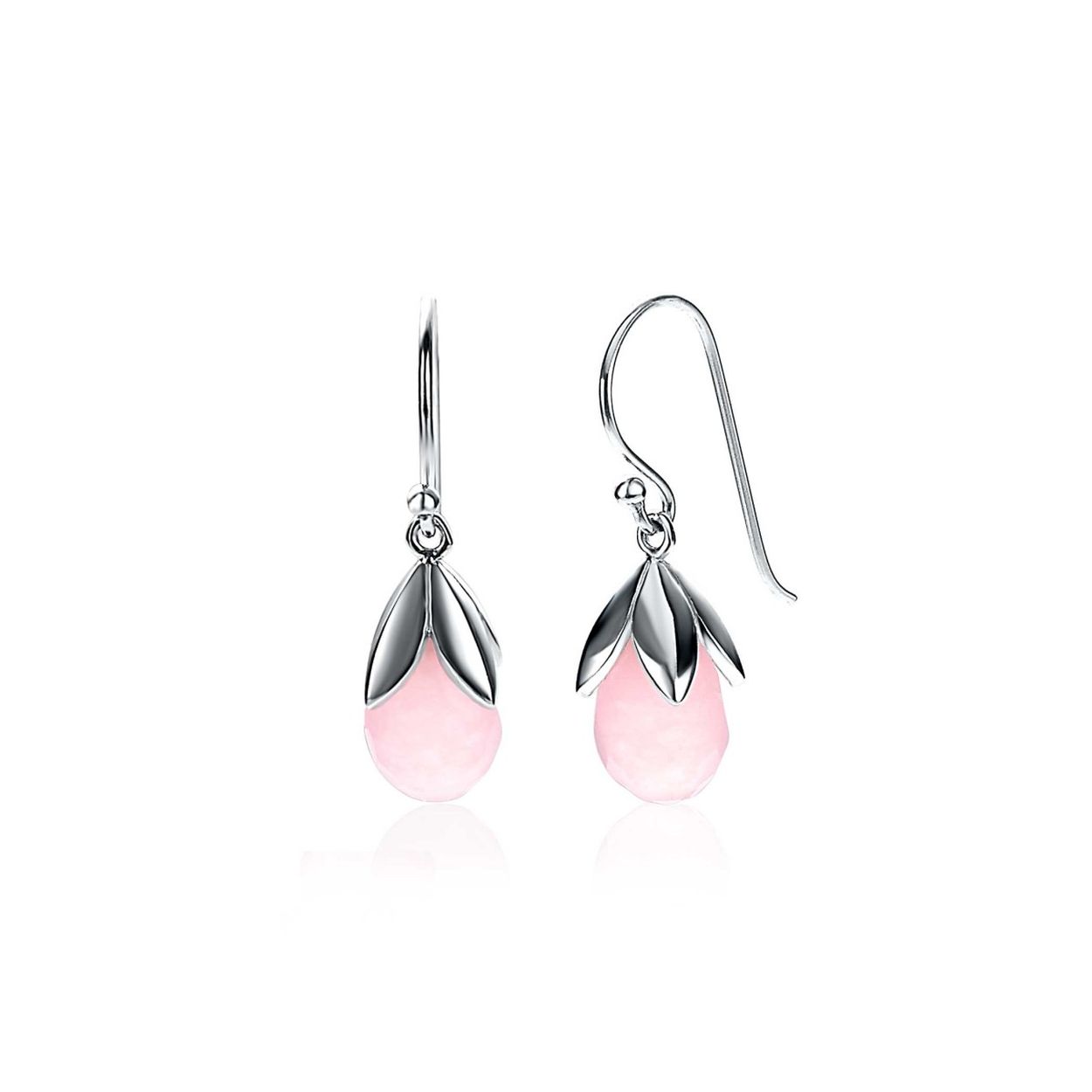 ZINZI zilveren oorhangers druppel roze 25mm ZIO1877R