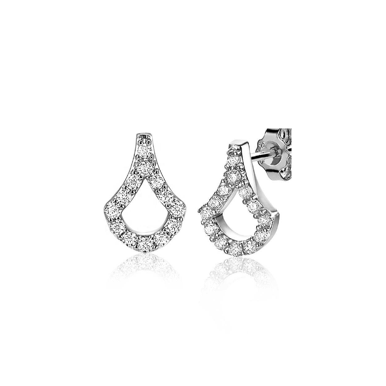 ZINZI zilveren oorknoppen 10mm fantasie vorm witte zirconia's ZIO1946
