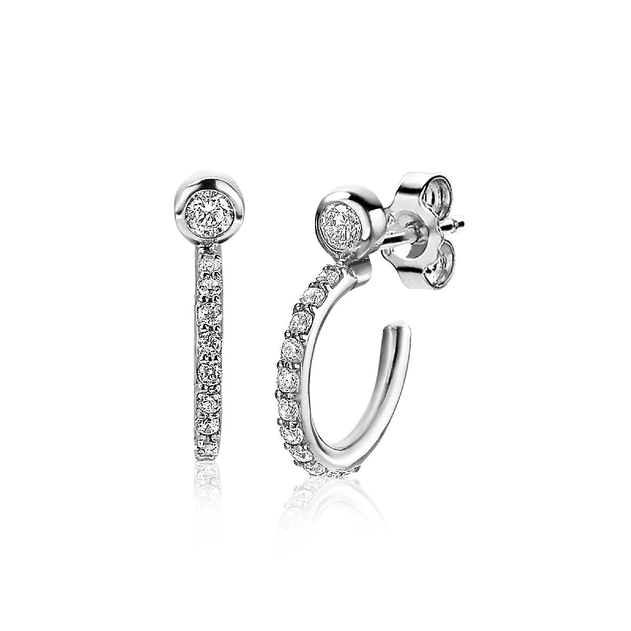 ZINZI zilveren oorsieraden 17mm met witte zirconia's ZIO1951