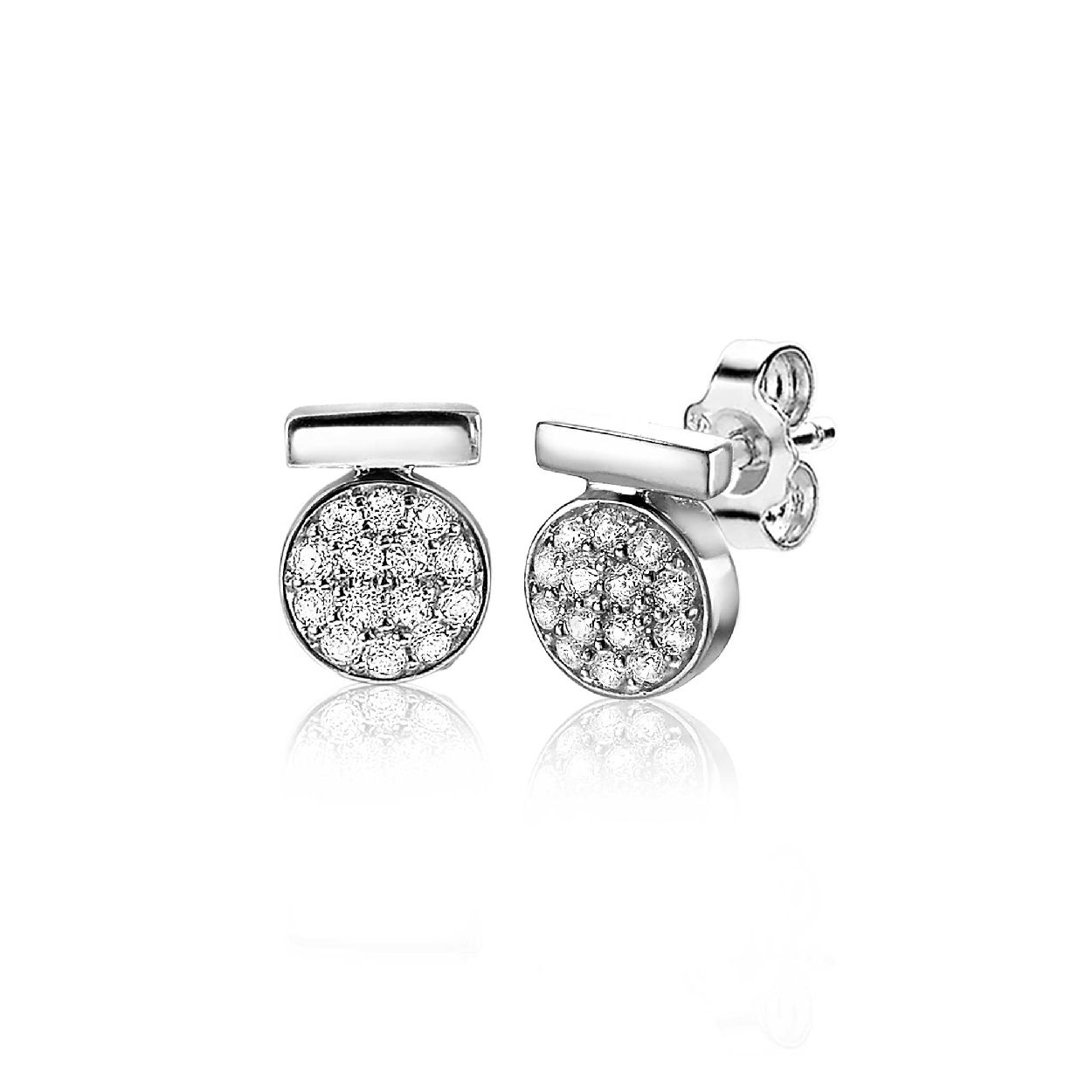 ZINZI zilveren oorstekers ronde vorm 8mm witte zirconia's ZIO1960