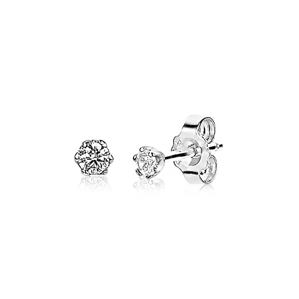 ZINZI zilveren oorknoppen 3,5mm zirconia wit chatonzetting ZIO1983
