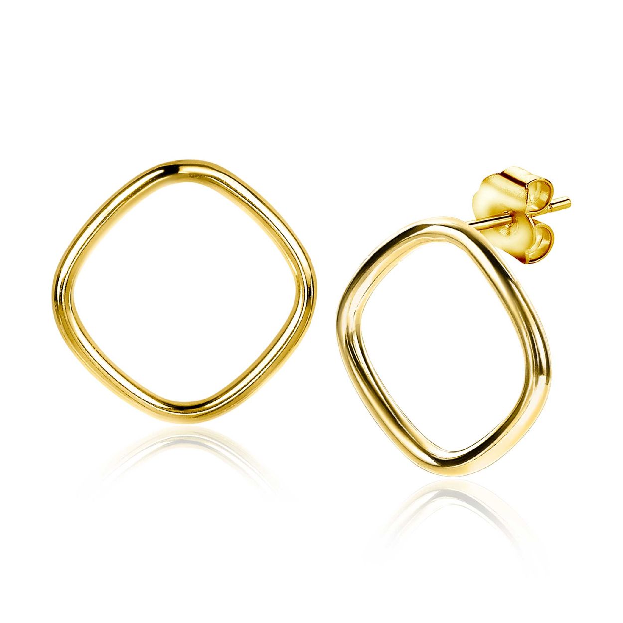 ZINZI zilveren trendy oorstekers 14K geel verguld 23mm vierkant open ZIO2094G