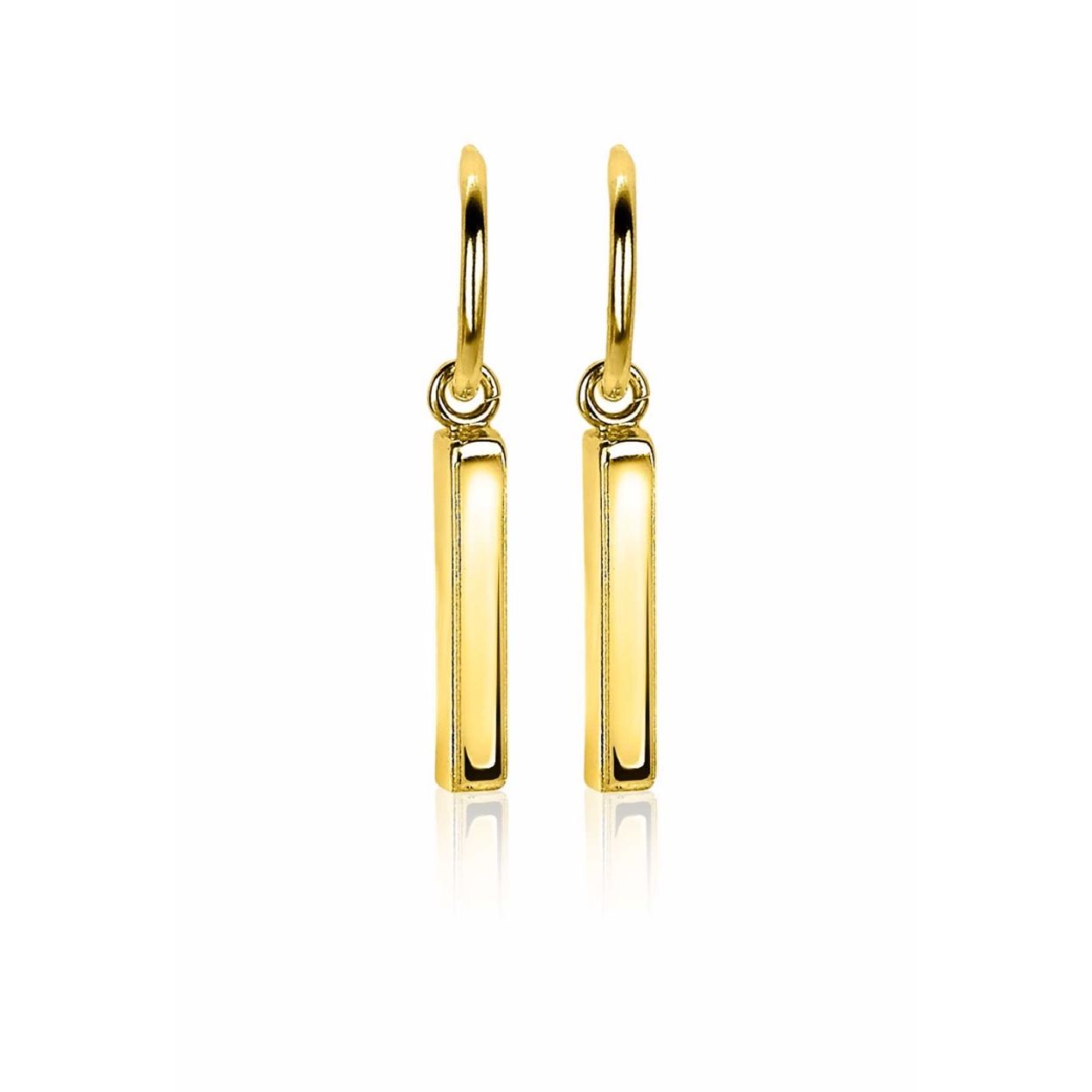 ZINZI zilveren oorstekers in 14K geel verguld met staafje 26mm ZIO2099G
