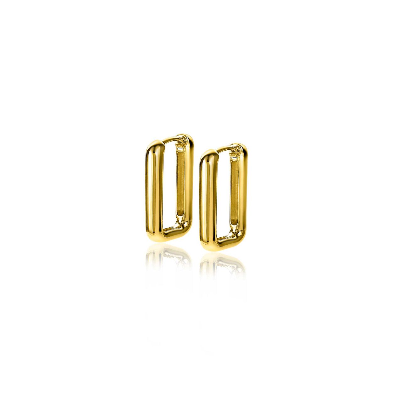 ZINZI zilveren luxe oorringen 14K geel verguld 15x2mm ovale vorm ZIO2221G
