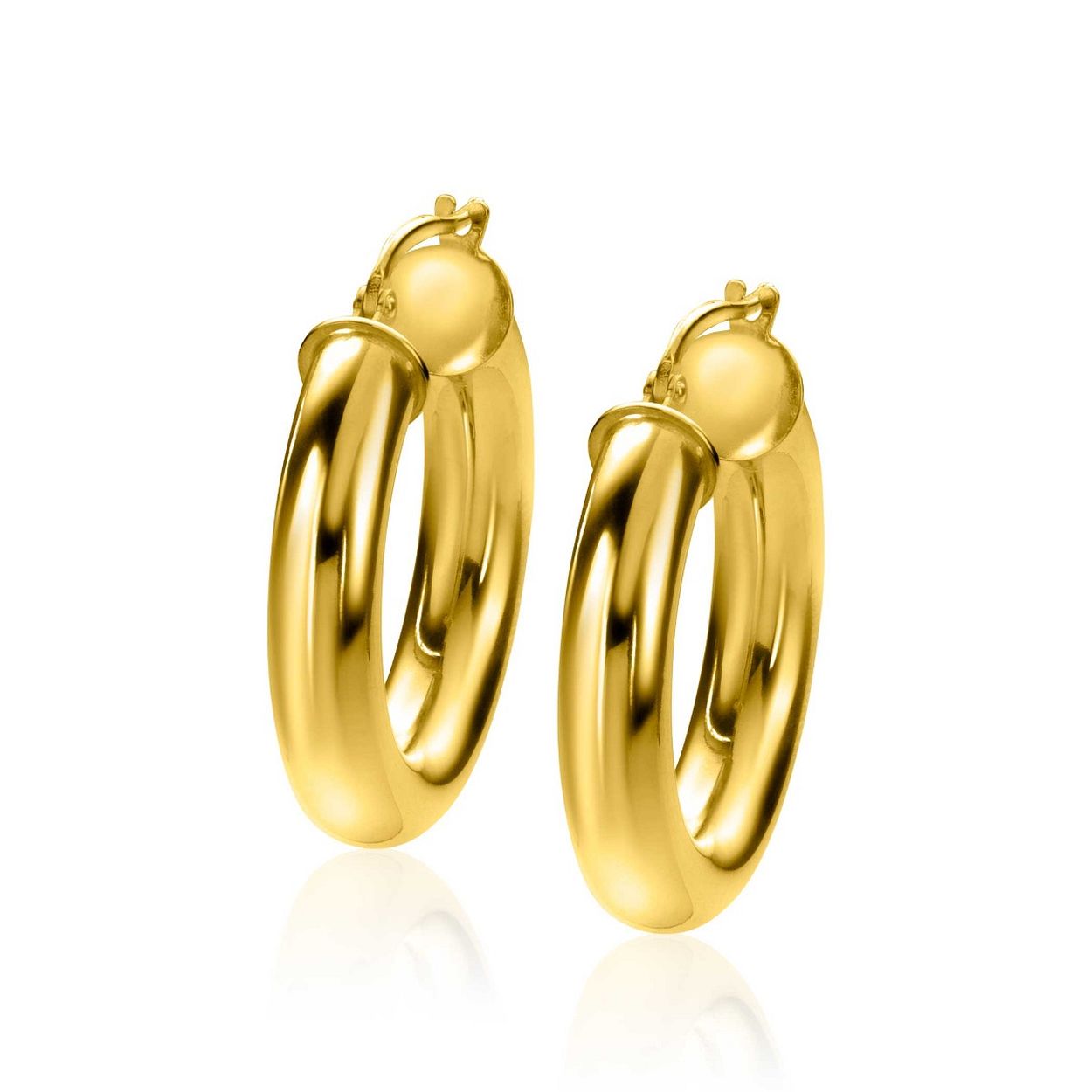 ZINZI gold plated zilveren gladde oorringen 30x6mm rond
