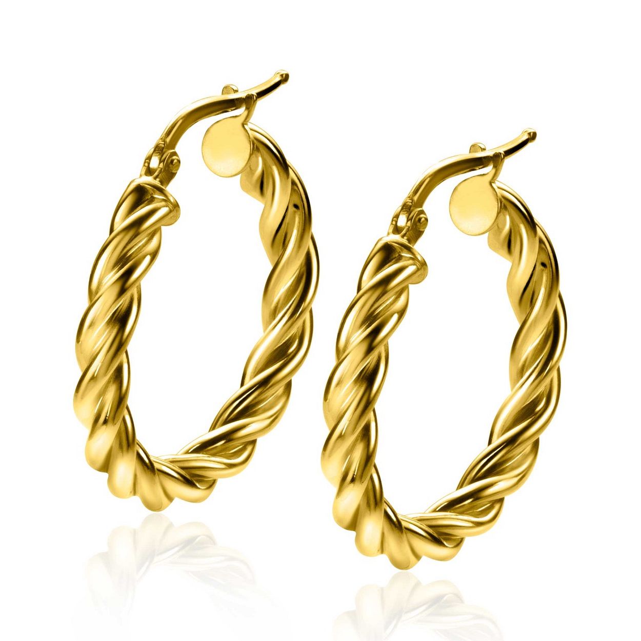 Zinzi vergulde oorringen gedraaid 27x4mm.