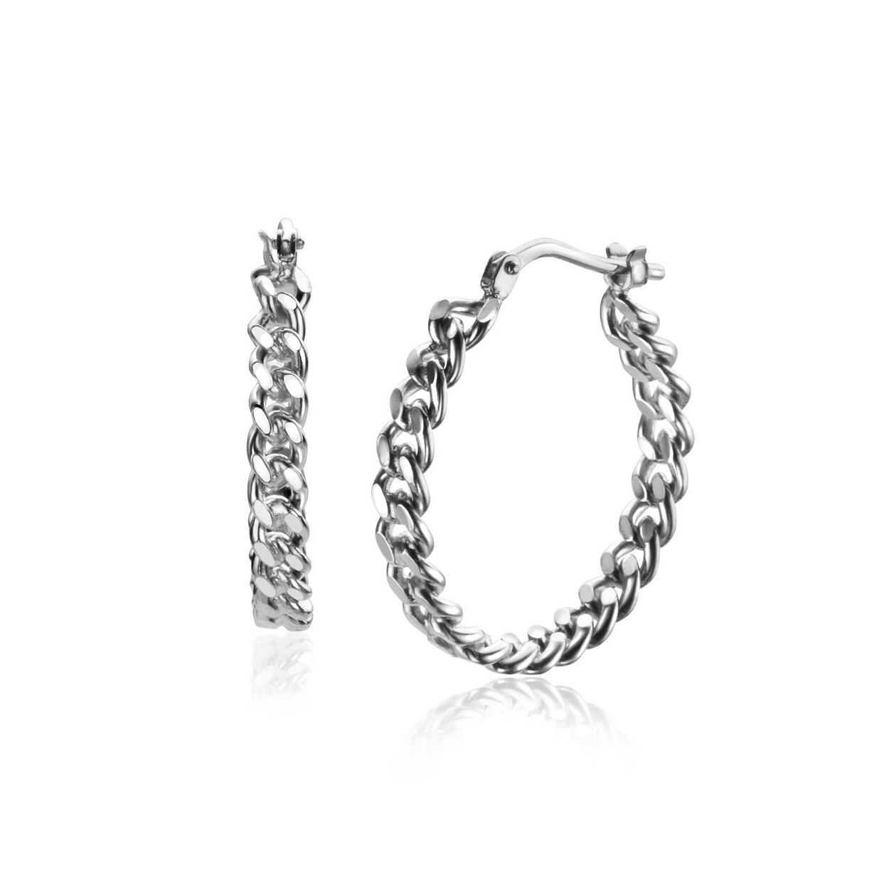 ZINZI zilveren oorringen (23x3,5mm) met trendy gourmet schakels. Met gemakkelijke hefboom-sluiting. Vervaardigd van eerste gehalte zilver (925) en voorzien van een extra rodiumlaag voor een langdurige glans.