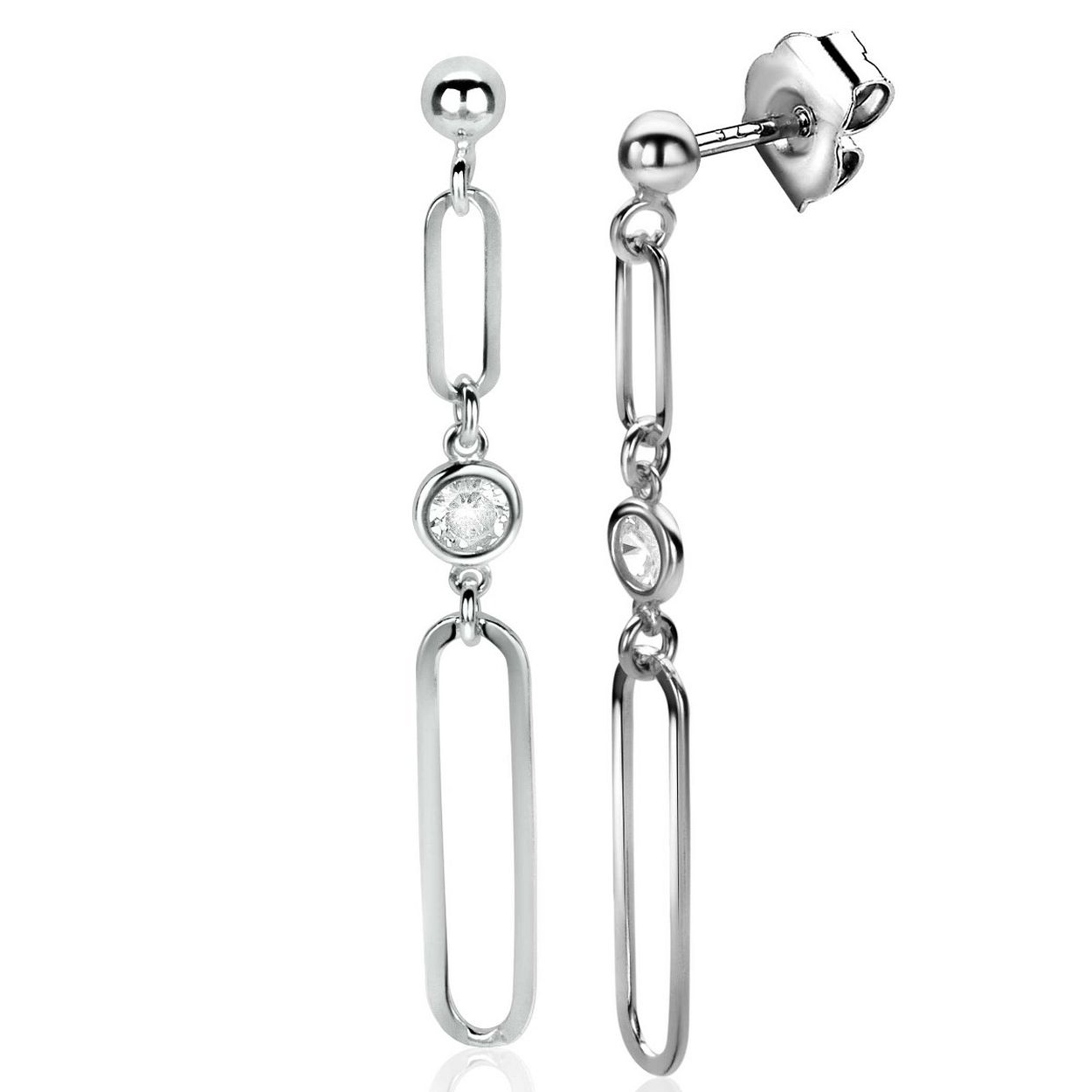 
Zilveren oorhanger oorhangers paperclip ketting zirconia
