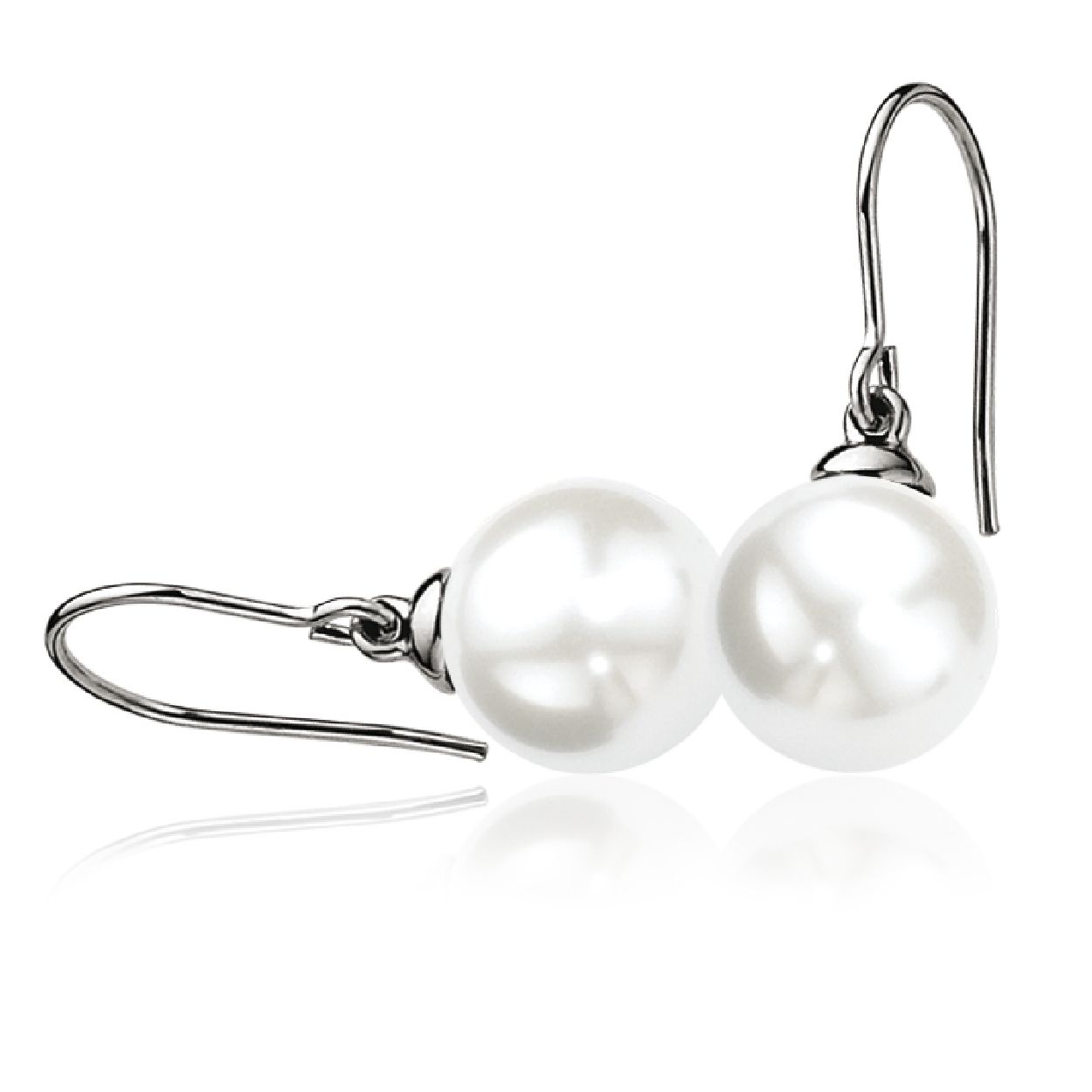 Zinzi zilveren oorhangers parel wit ZIO266