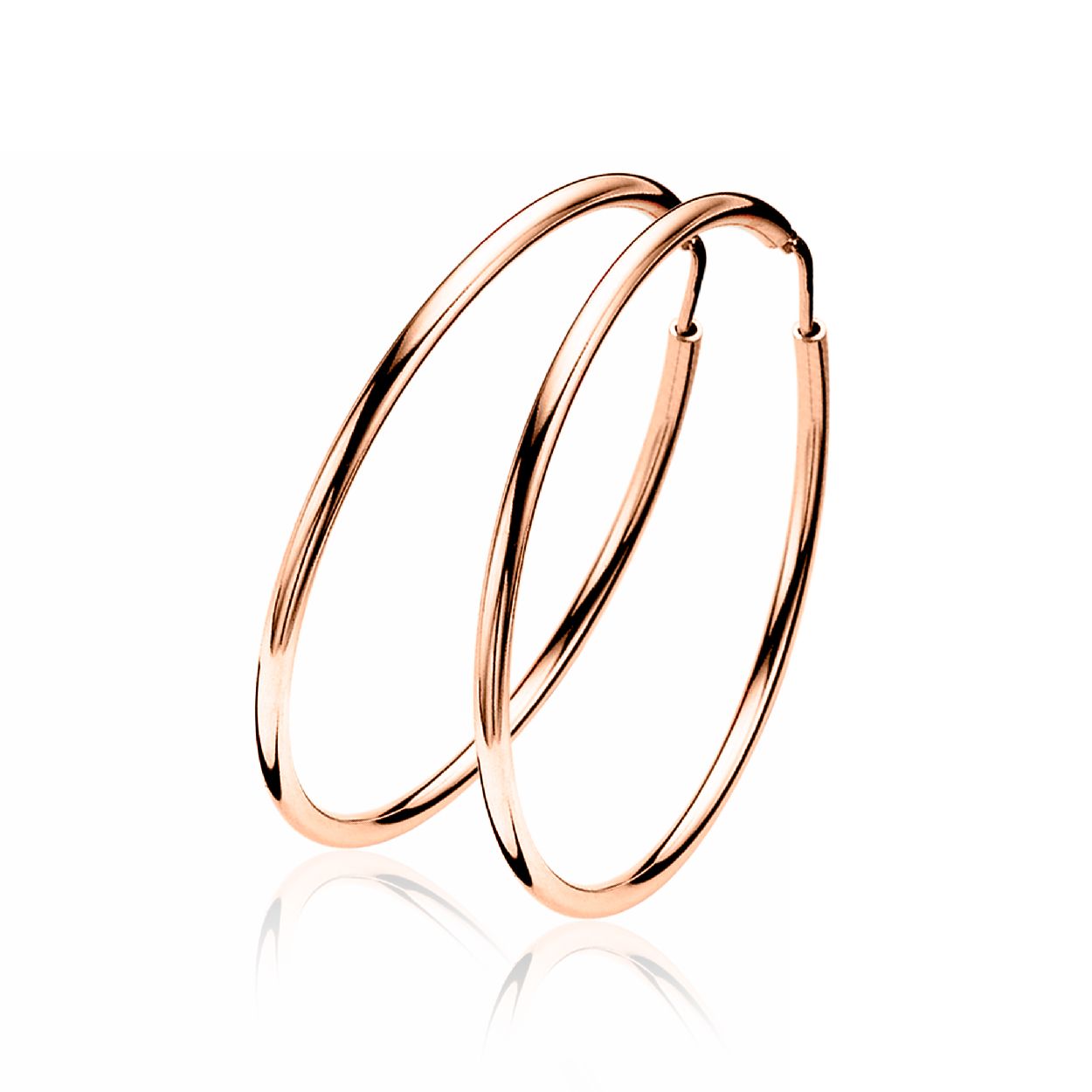 ZINZI zilveren oorringen rose verguld 35 x 2mm glad ZIO435R