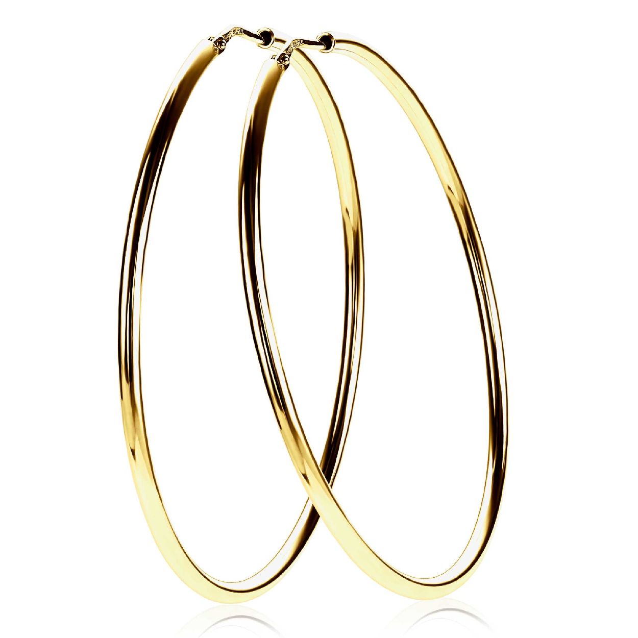 ZINZI zilveren creolen 55 x 2mm glad geel verguld ZIO437G
