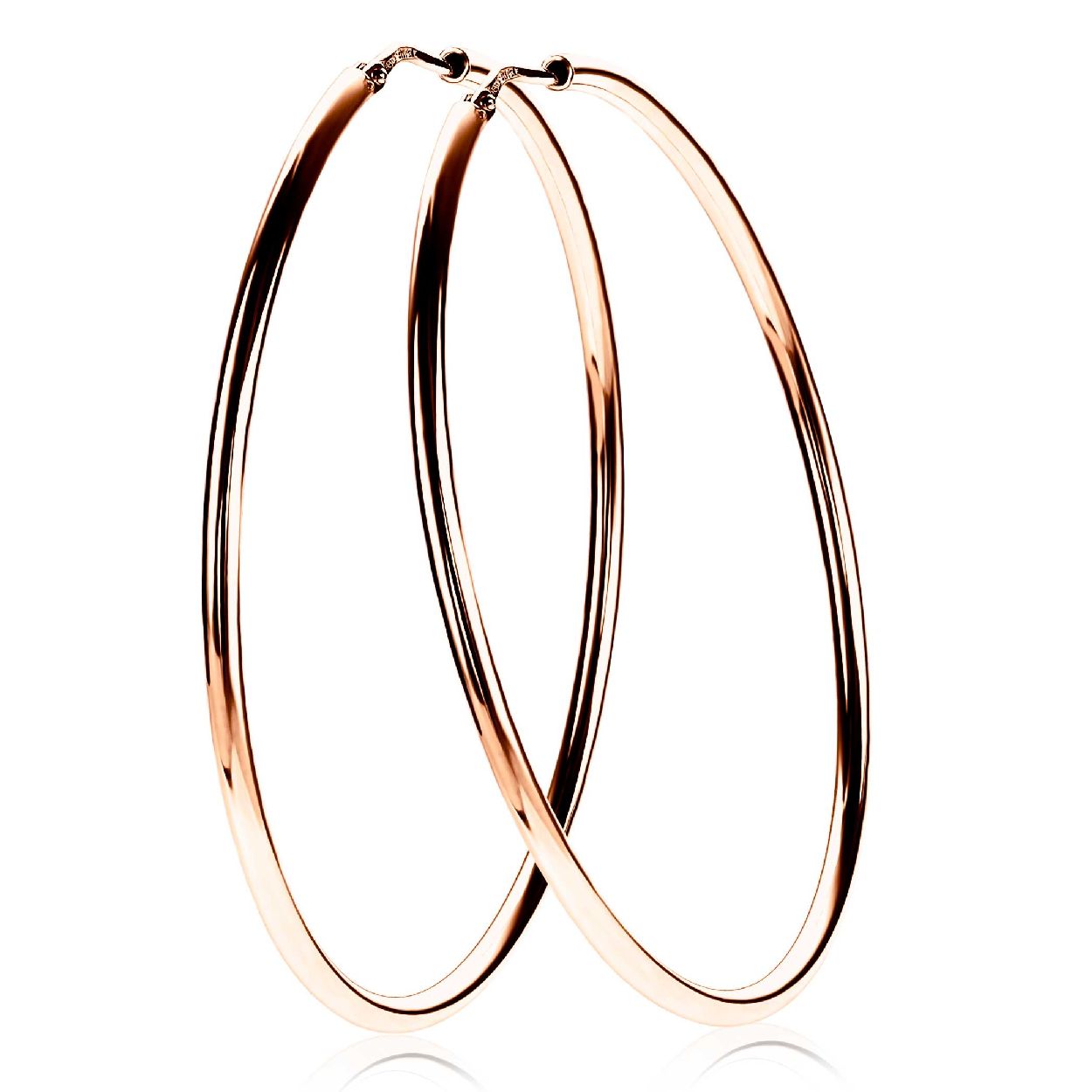 ZINZI zilveren creolen 55 x 2mm glad rose verguld ZIO437R