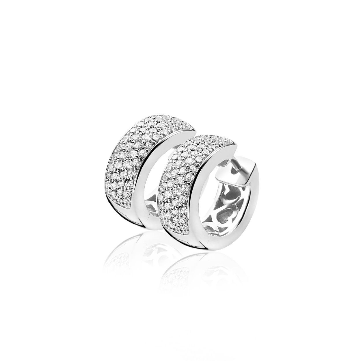 ZINZI zilveren Oorringen 17 x 6,5mm wit ZIO506