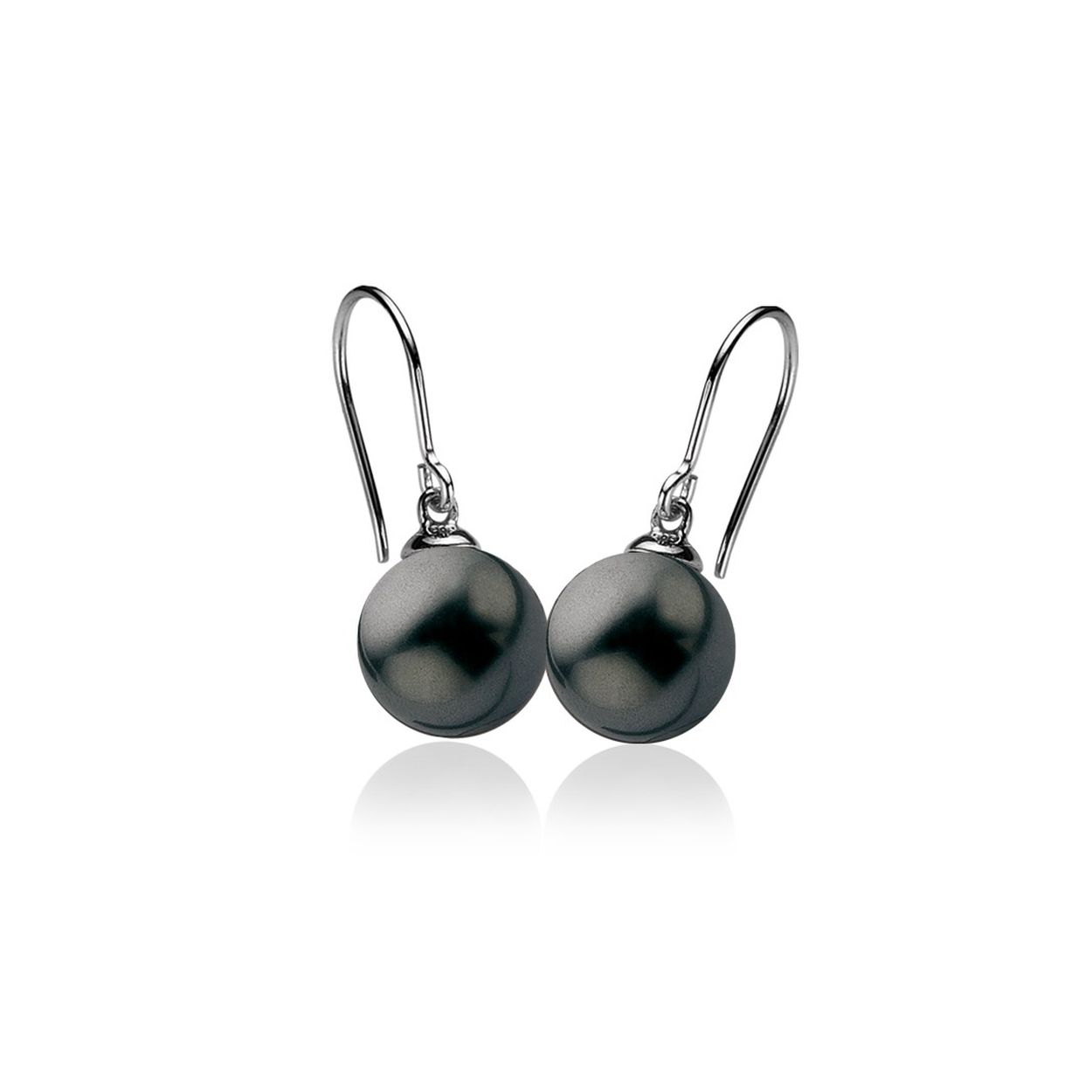 ZINZI zilveren oorhangers parel donkergrijs 10mm ZIO621Z
