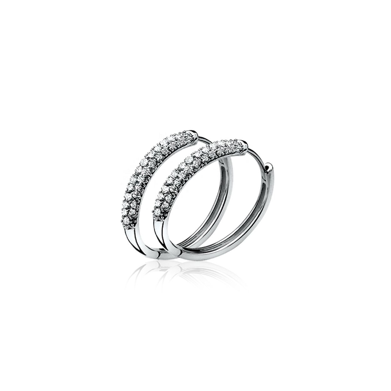 ZINZI zilveren creolen 14 x 3mm wit ZIO660