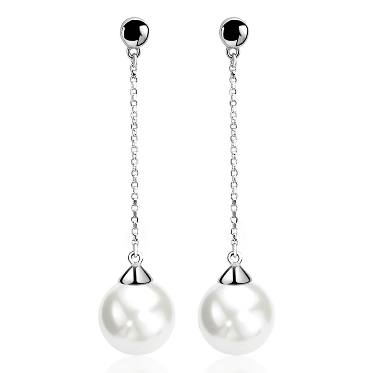 ZINZI zilveren oorhangers parel wit ZIO666W