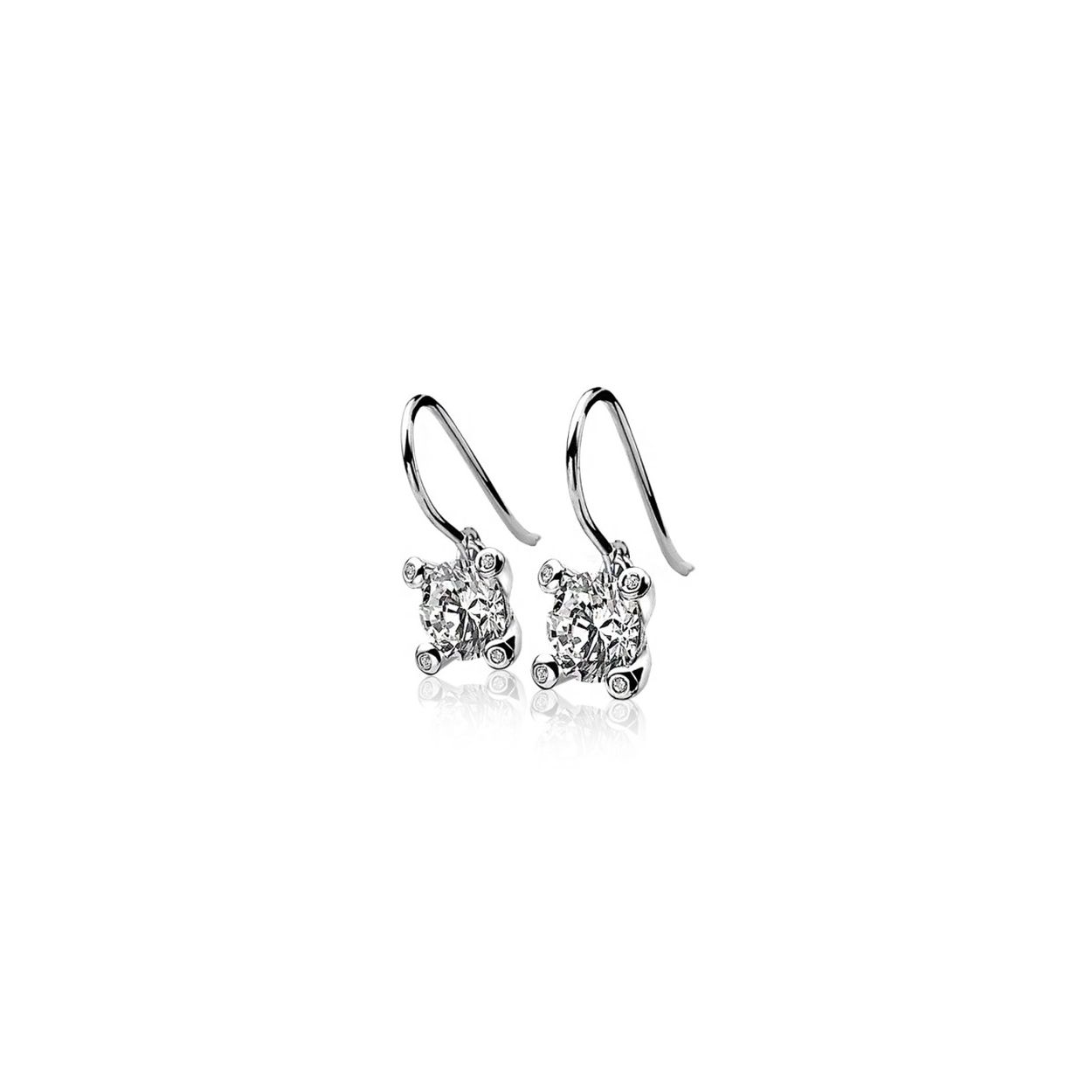 ZINZI zilveren oorhangers wit ZIO775H