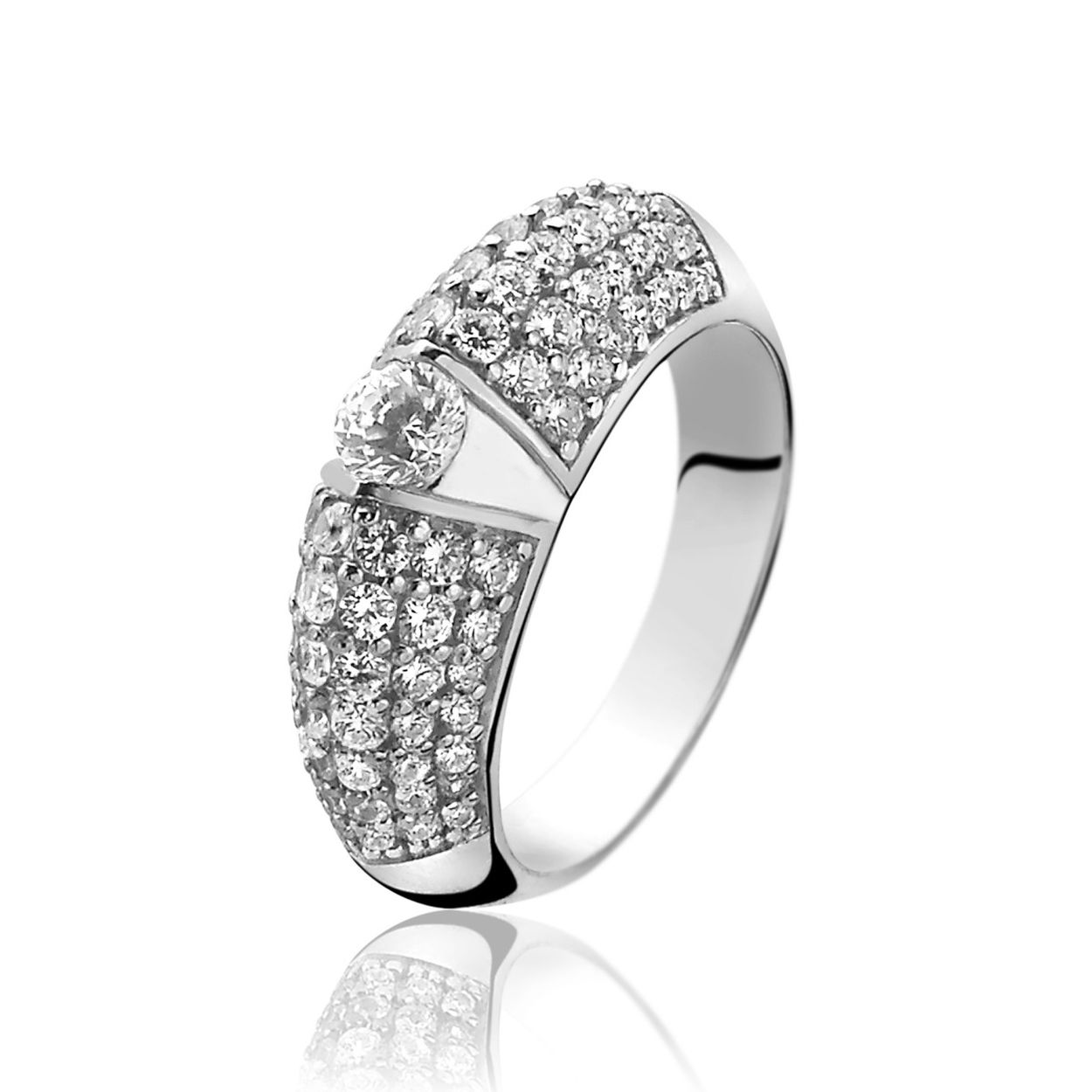 ZINZI zilveren ring wit ZIR1016