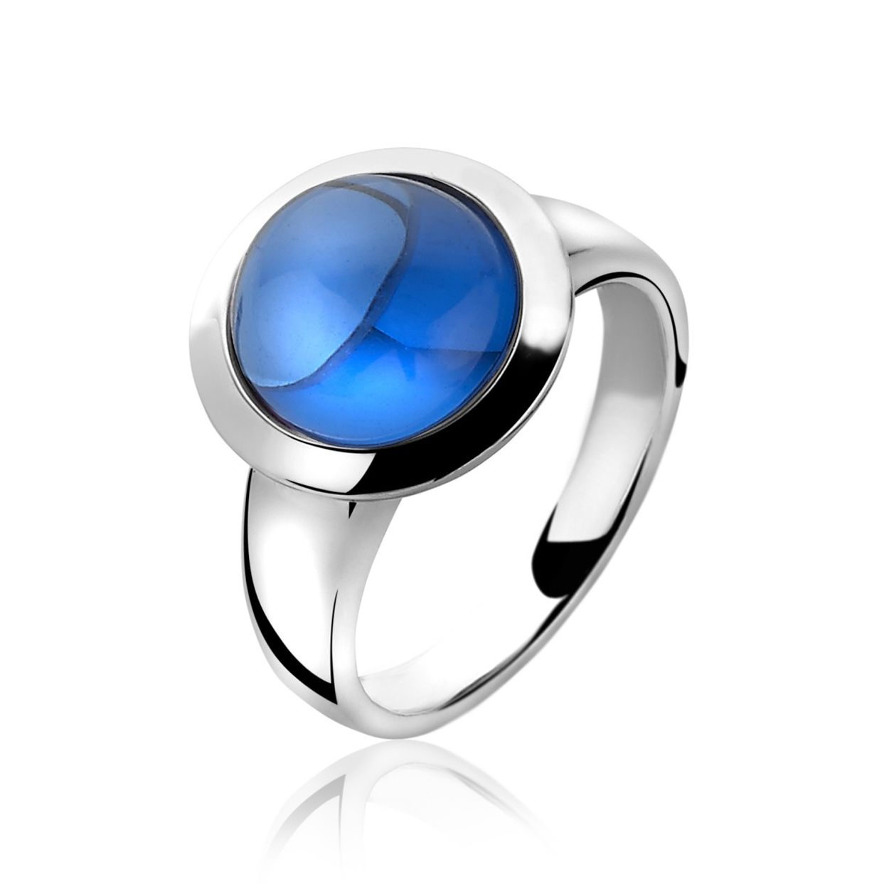 Zinzi zilveren Ring blauw cabouchon maat 54 ZIR1043B