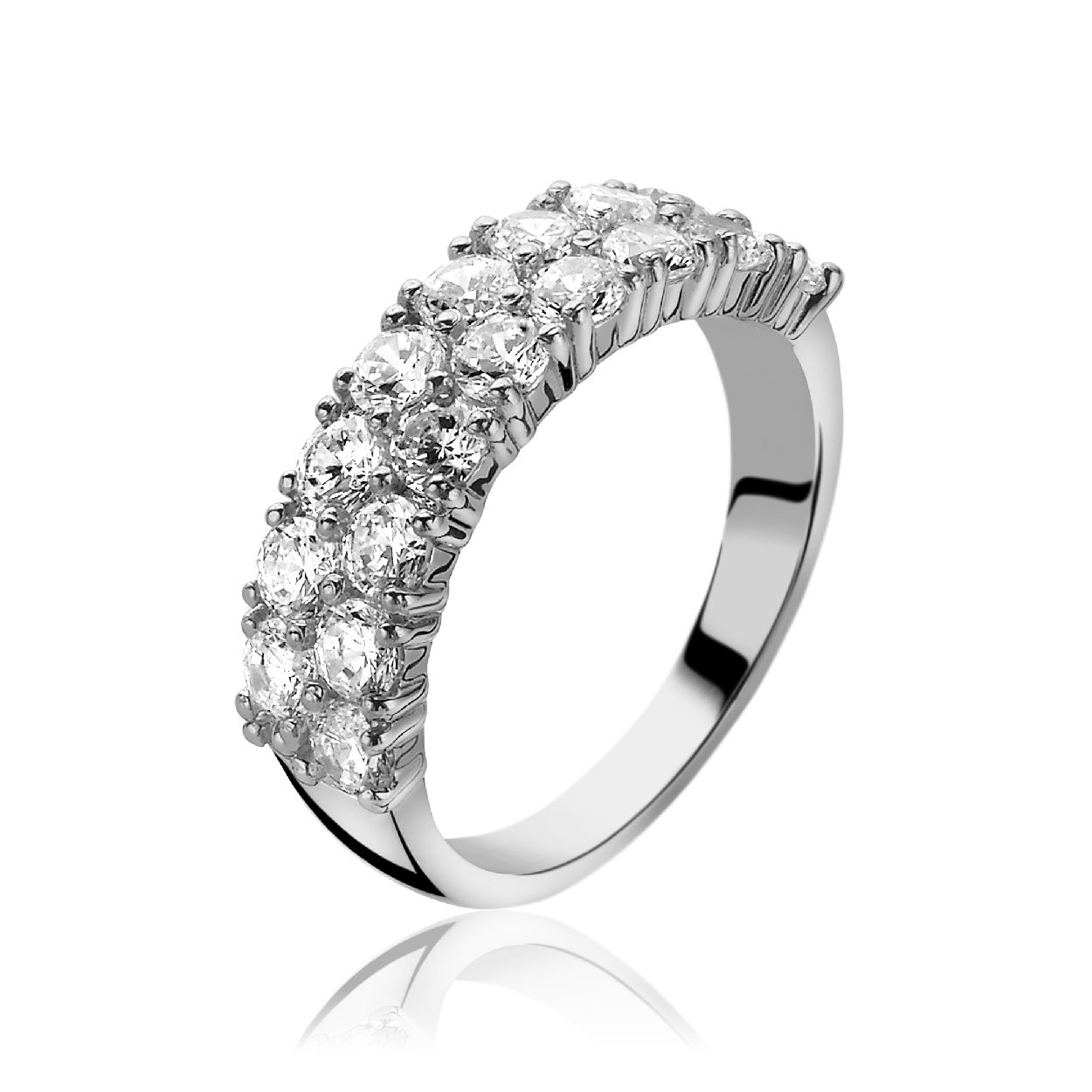 Zinzi zilveren ring zirkonia dubbele rij mt.56 ZIR1053