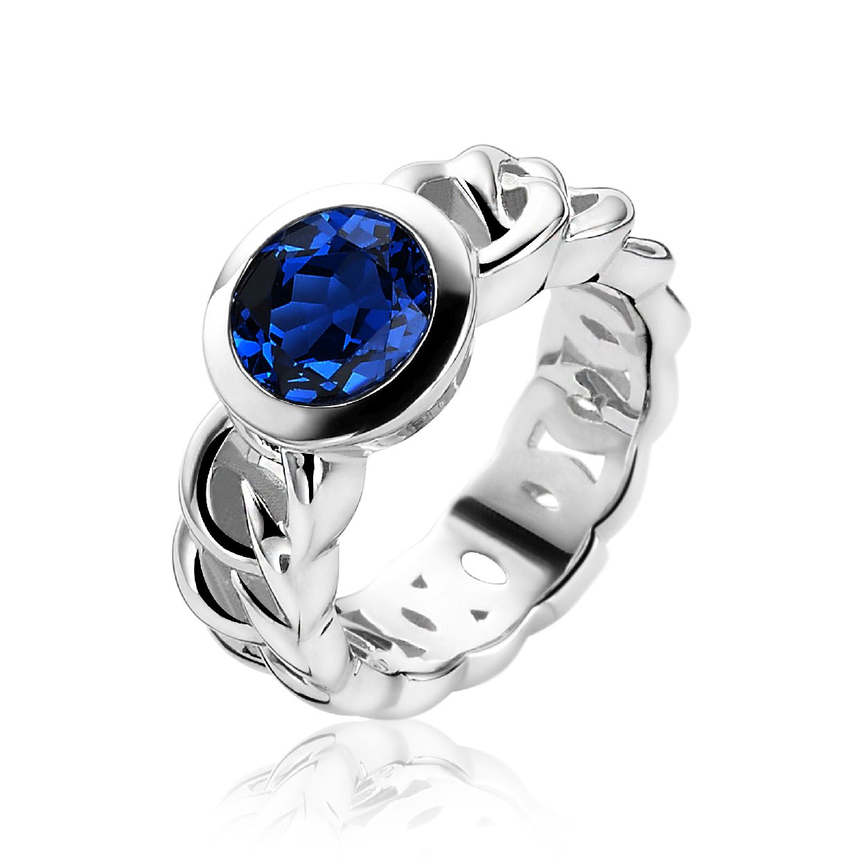 ZINZI zilveren ring gourmet donkerblauw ZIR1101B