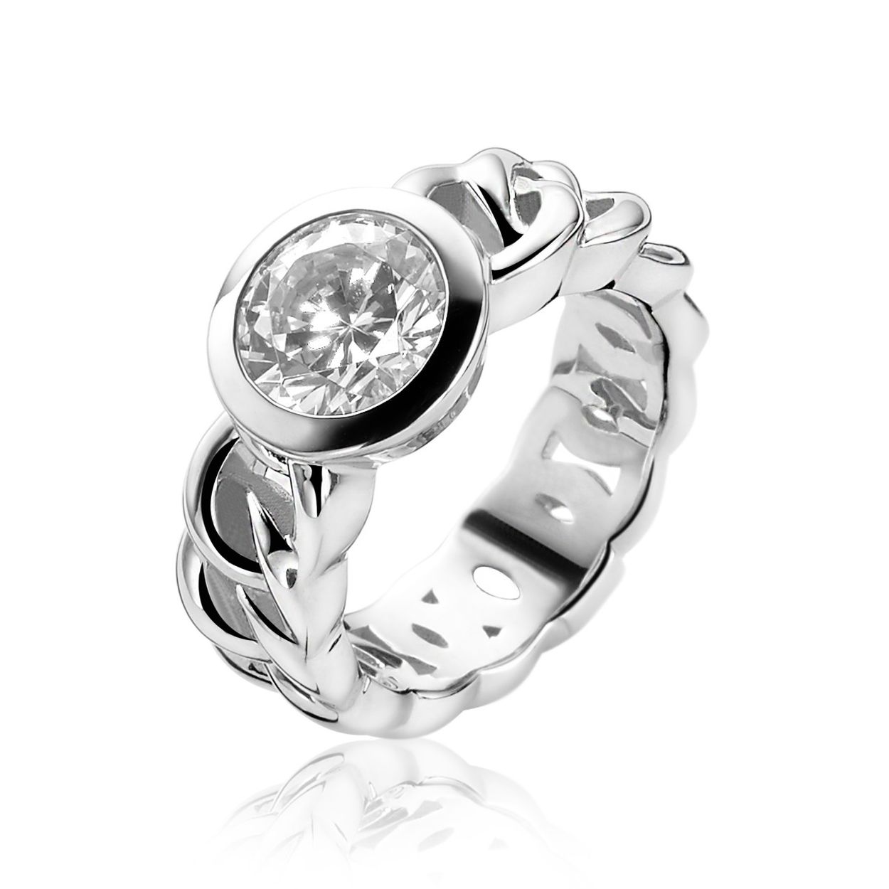 ZINZI zilveren ring gourmet wit ZIR1101Z