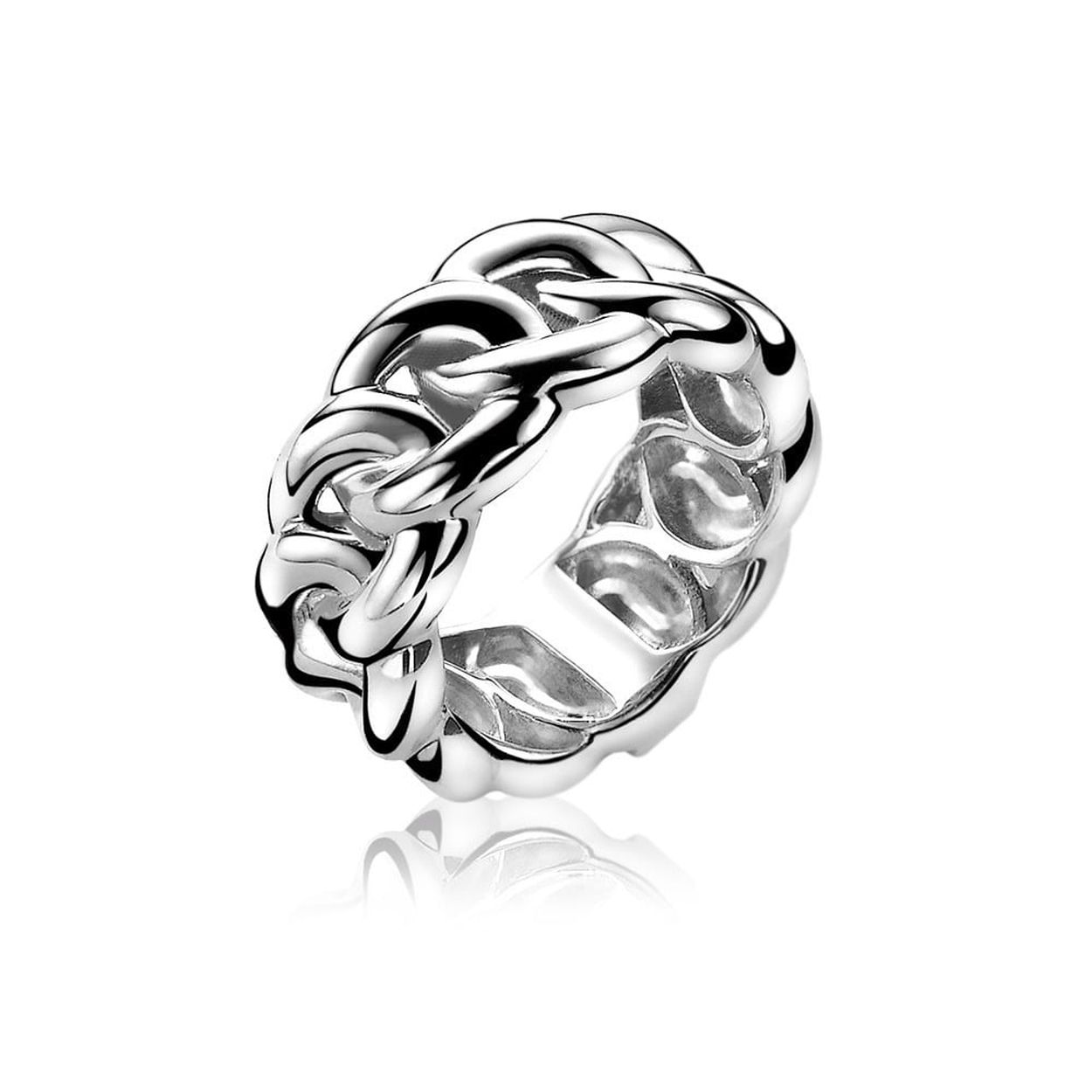 ZINZI zilveren gourmet schakelring breed 10mm maat 54