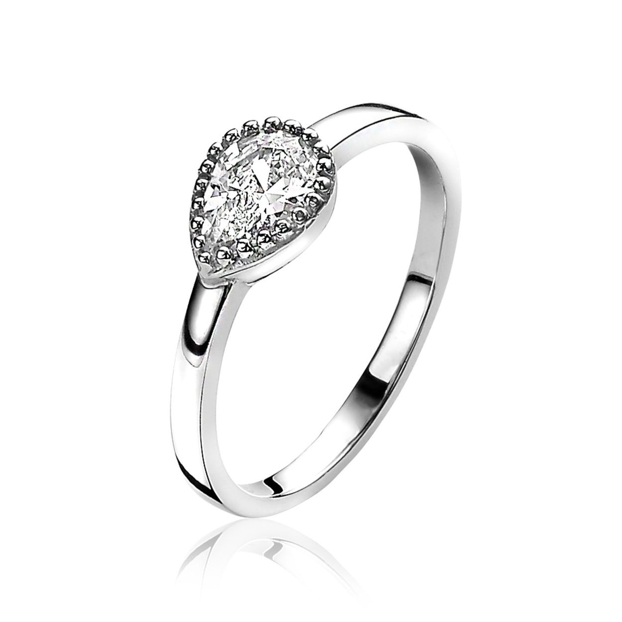 ZINZI zilveren ring peervorm wit ZIR1141
