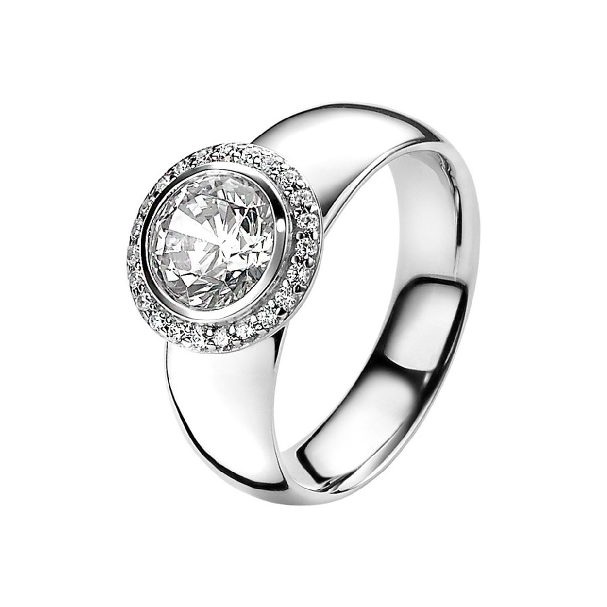 ZINZI zilveren ring entourage zirconia mt.52