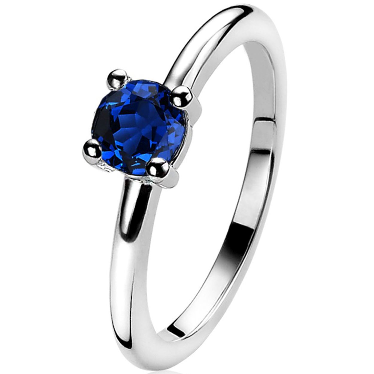 ZINZI zilveren aanschuifring  blauw zirconia in chaton maat 52
52WM17 ZIR1300Q