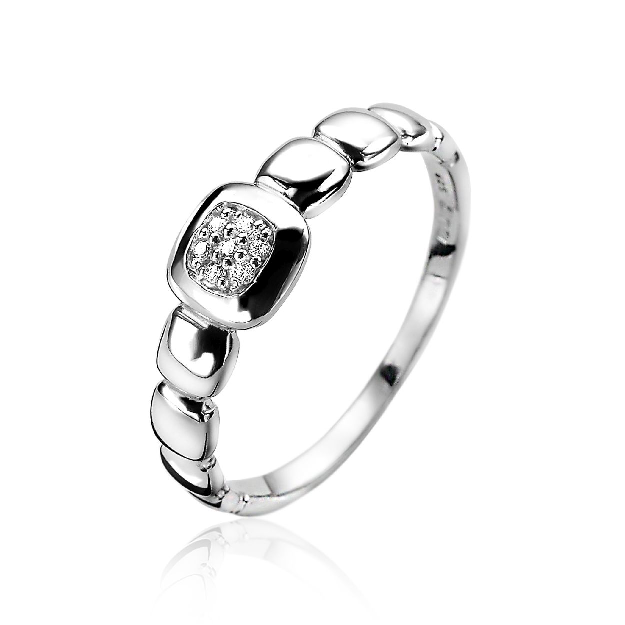 ZINZI zilveren ring vierkant wit 6mm ZIR1324