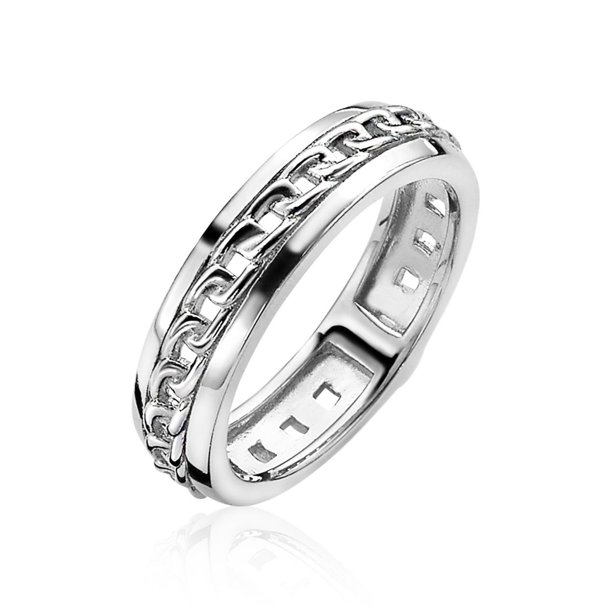 Zinzi zilveren ring glad met middenrij gourmet mt.56 ZIR1373