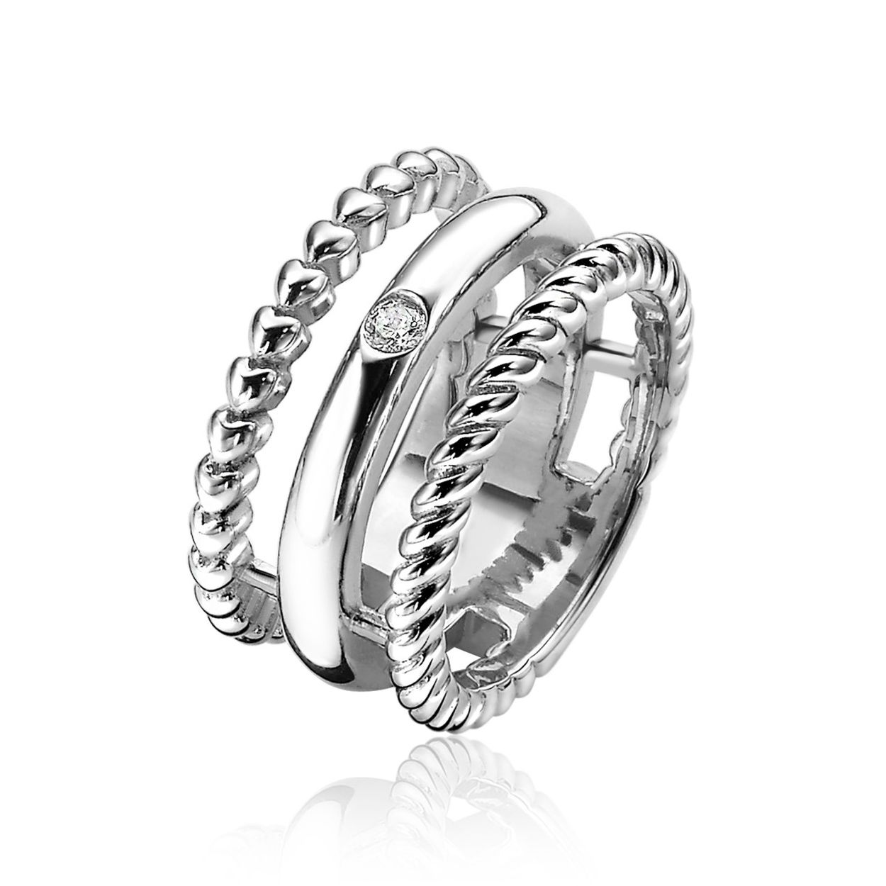 ZINZI zilveren multi-look ring breed wit ZIR1374