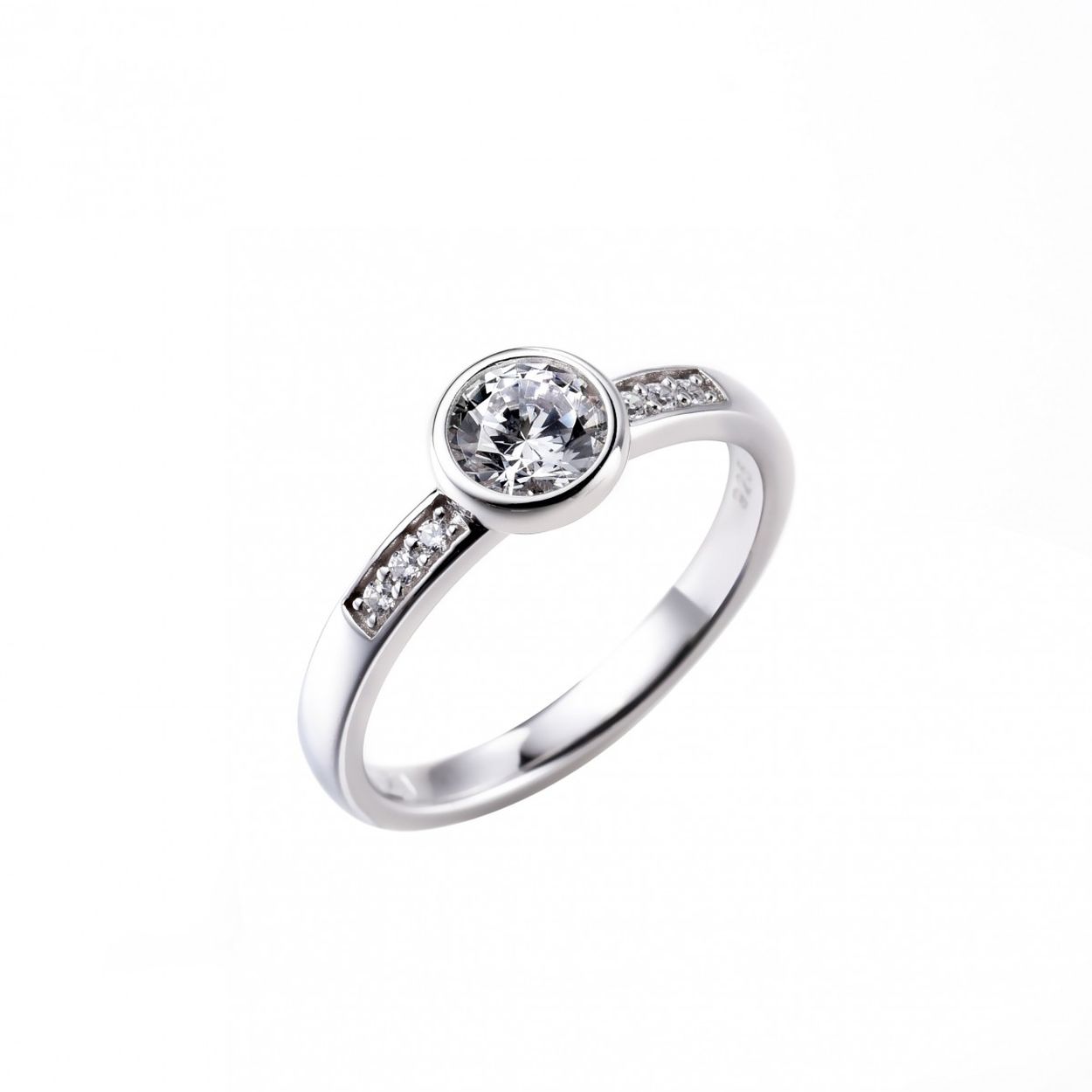 ZINZI zilveren aanschuifring rond wit 6,3mm ZIR1662