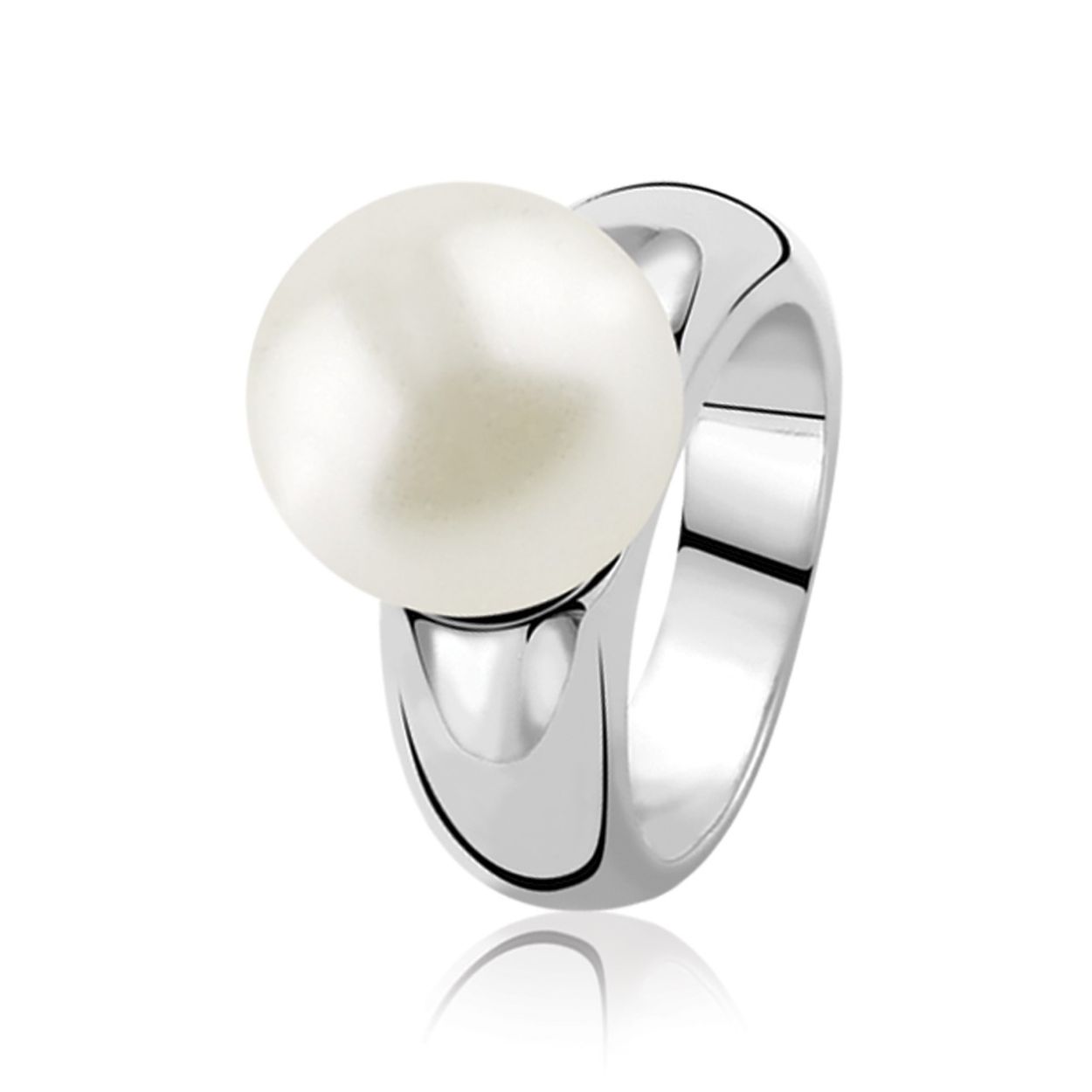 ZINZI zilveren ring parel wit 12mm ZIR170W