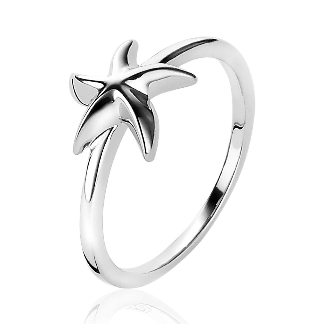 Zinzi zilveren ring met zeester mt.52 ZIR1886