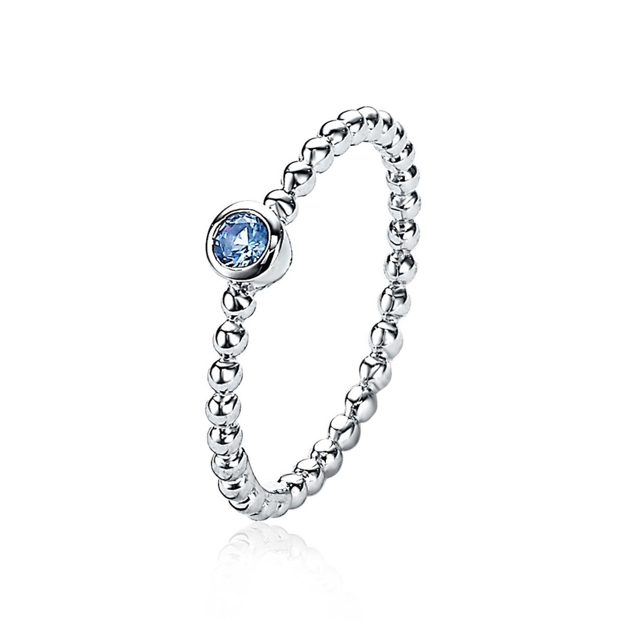 ZINZI zilveren aanschuifring bol blauw 3mm