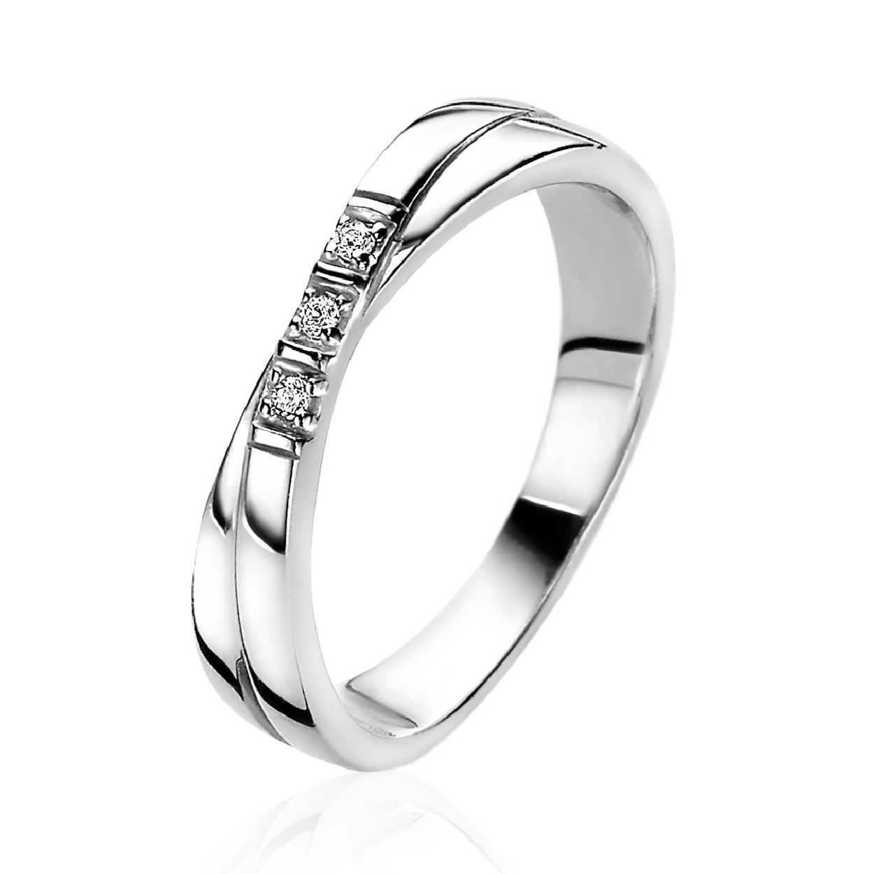 ZINZI zilveren ring kruislings wit ZIR2039