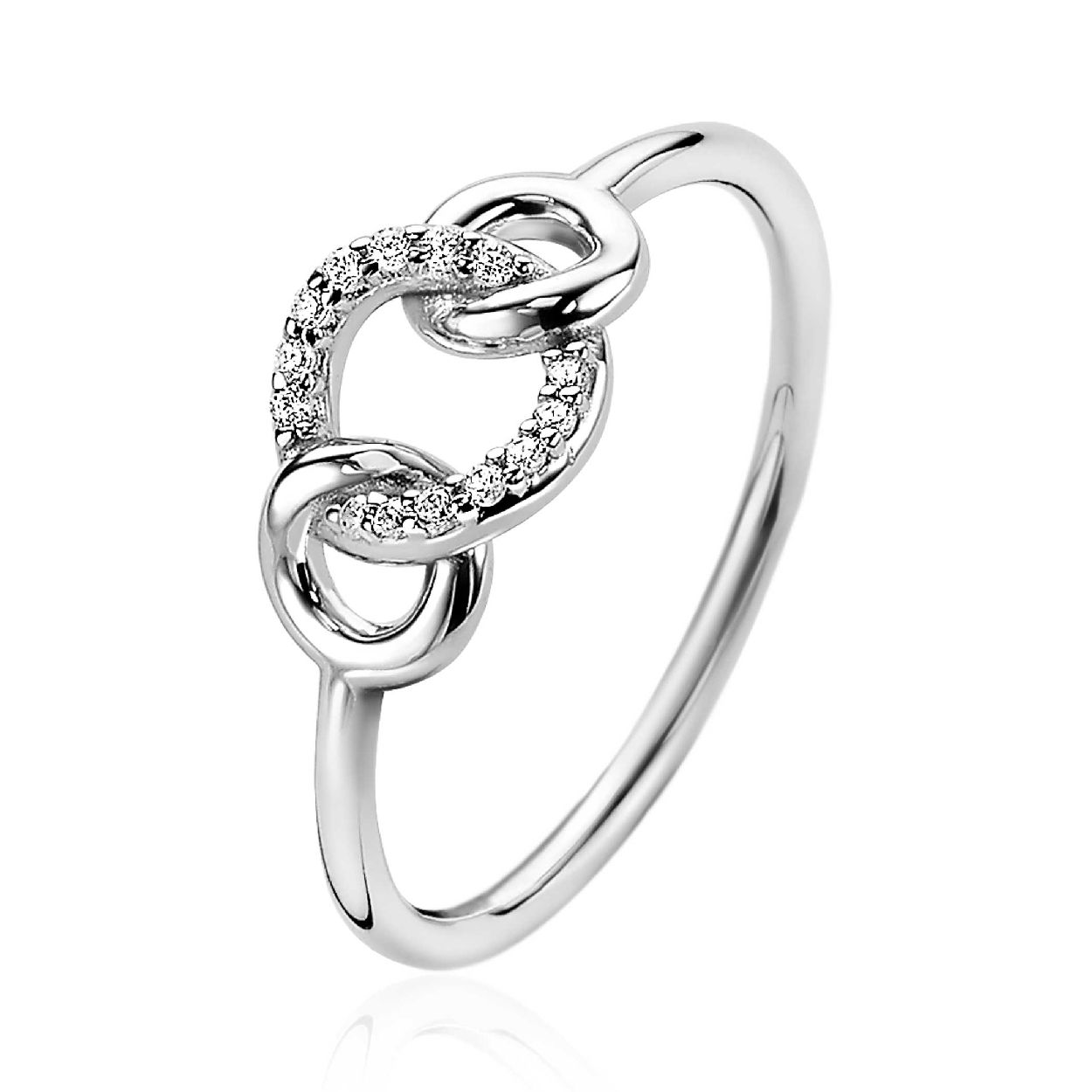 ZINZI zilveren ring 3 ronde vormen wit ZIR2045
