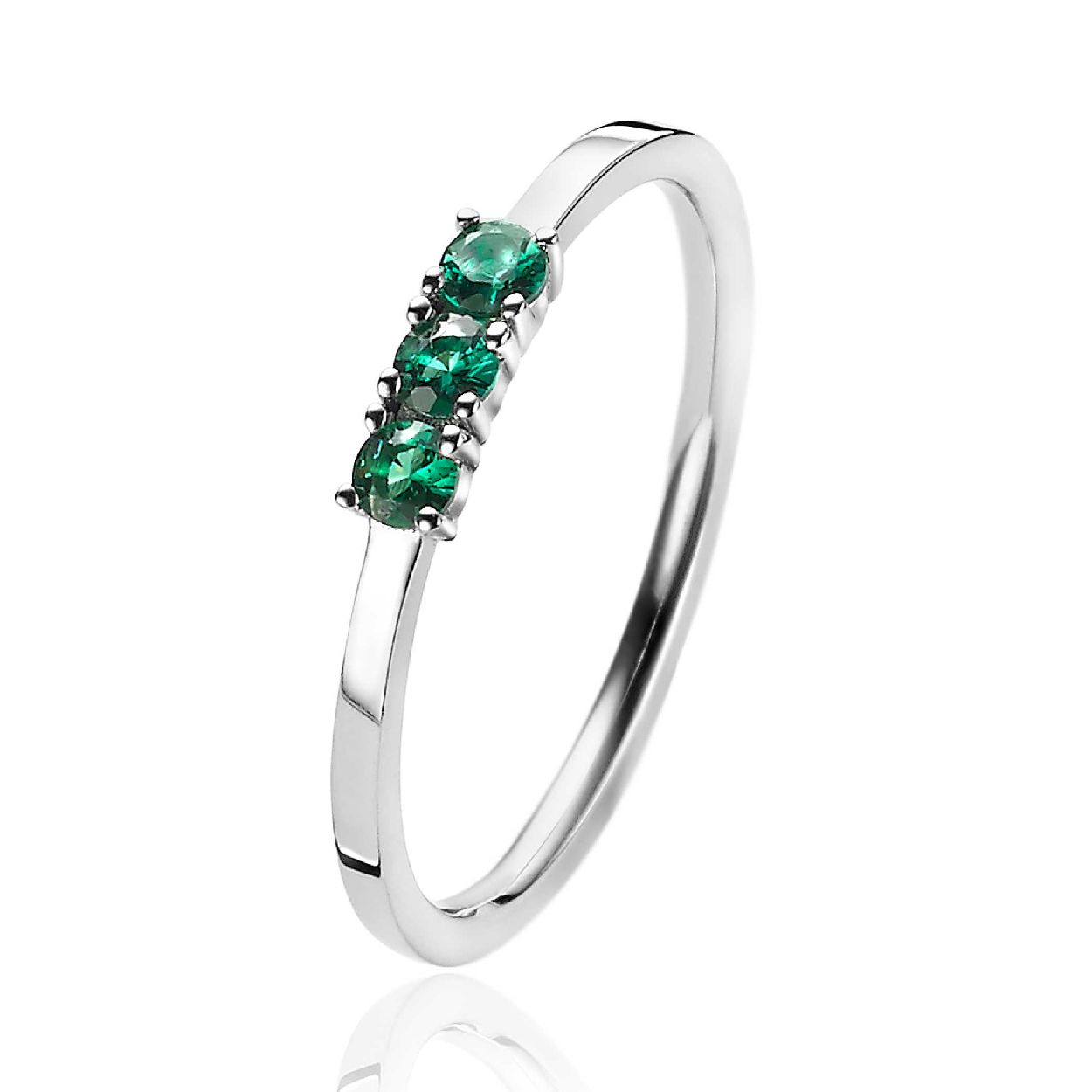 ZINZI aanschuifring zilver chaton gezet groen ZIR2127G